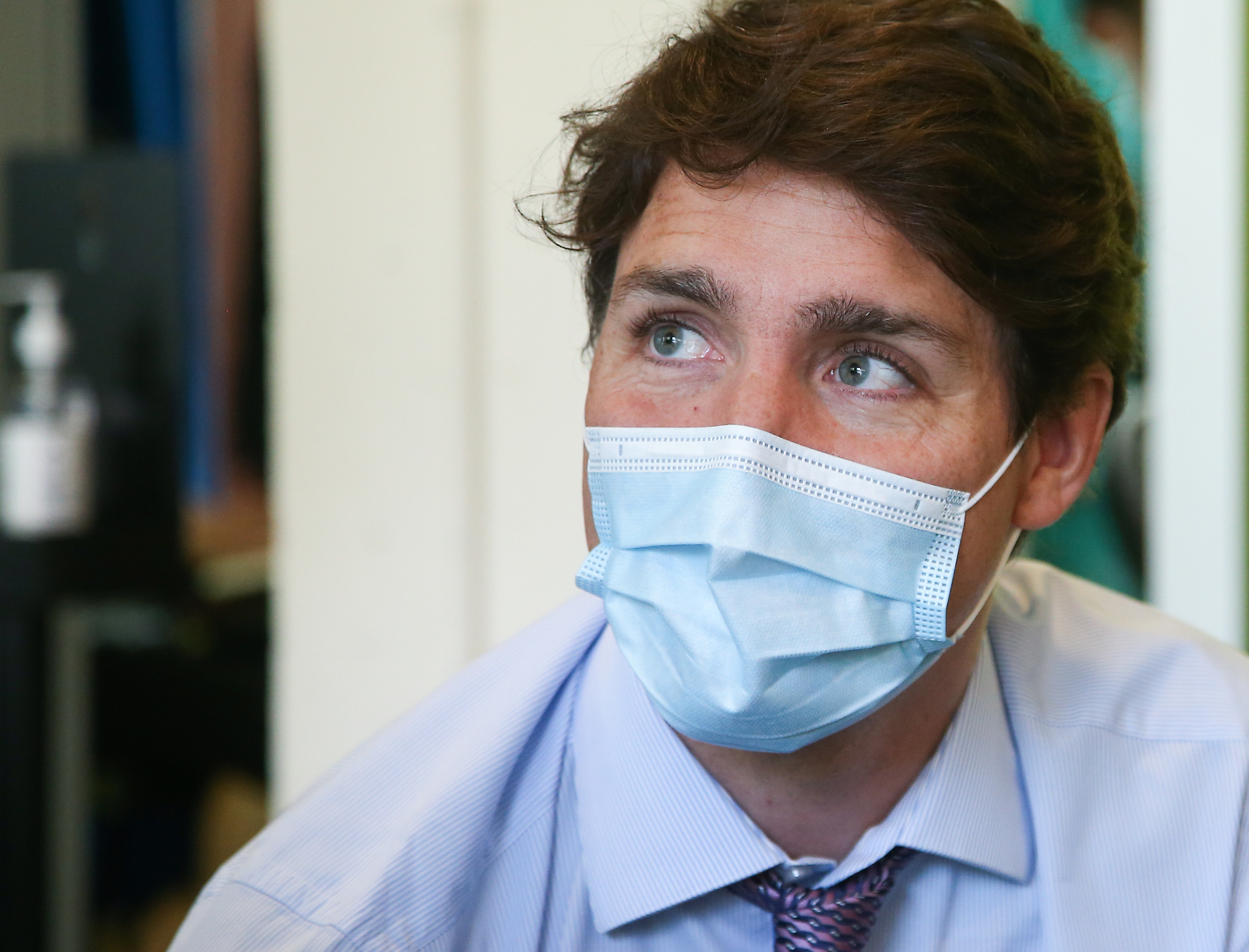Canada's Prime Minister Trudeau visits a vaccination site in Montreal