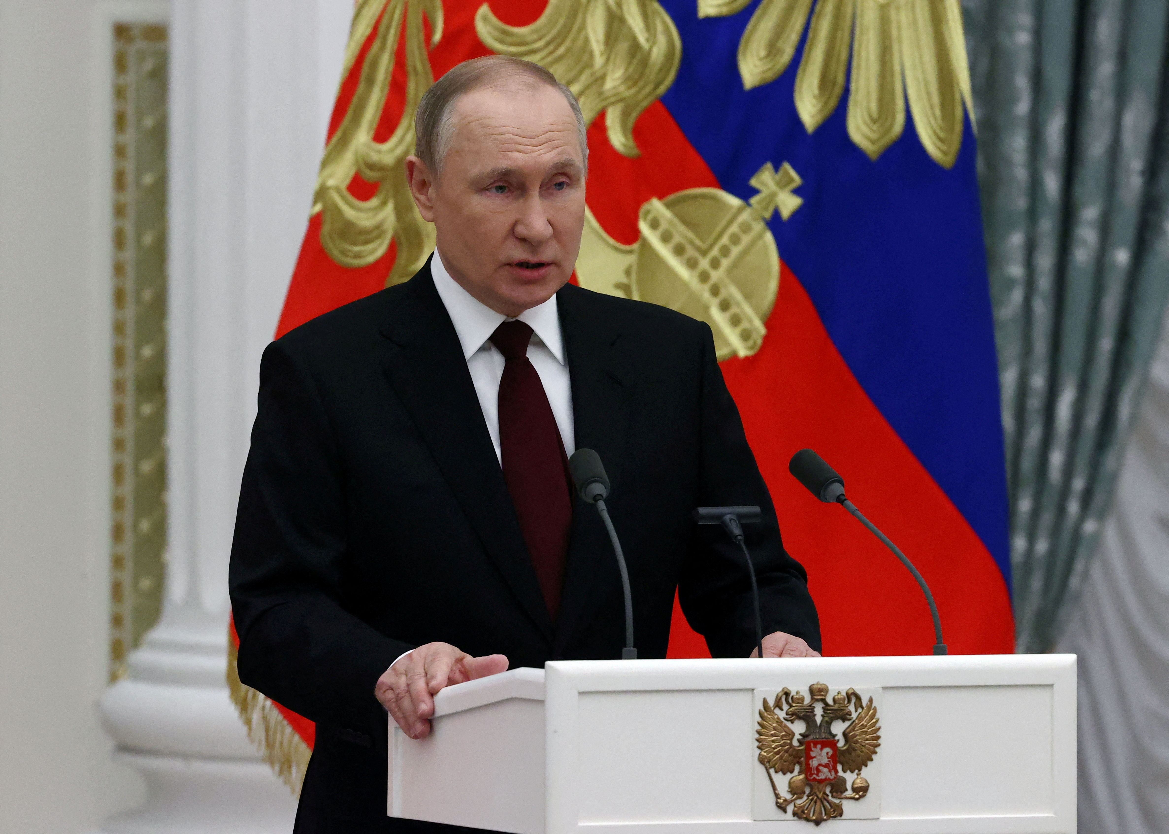 Russian President Putin attends an awarding ceremony in Moscow