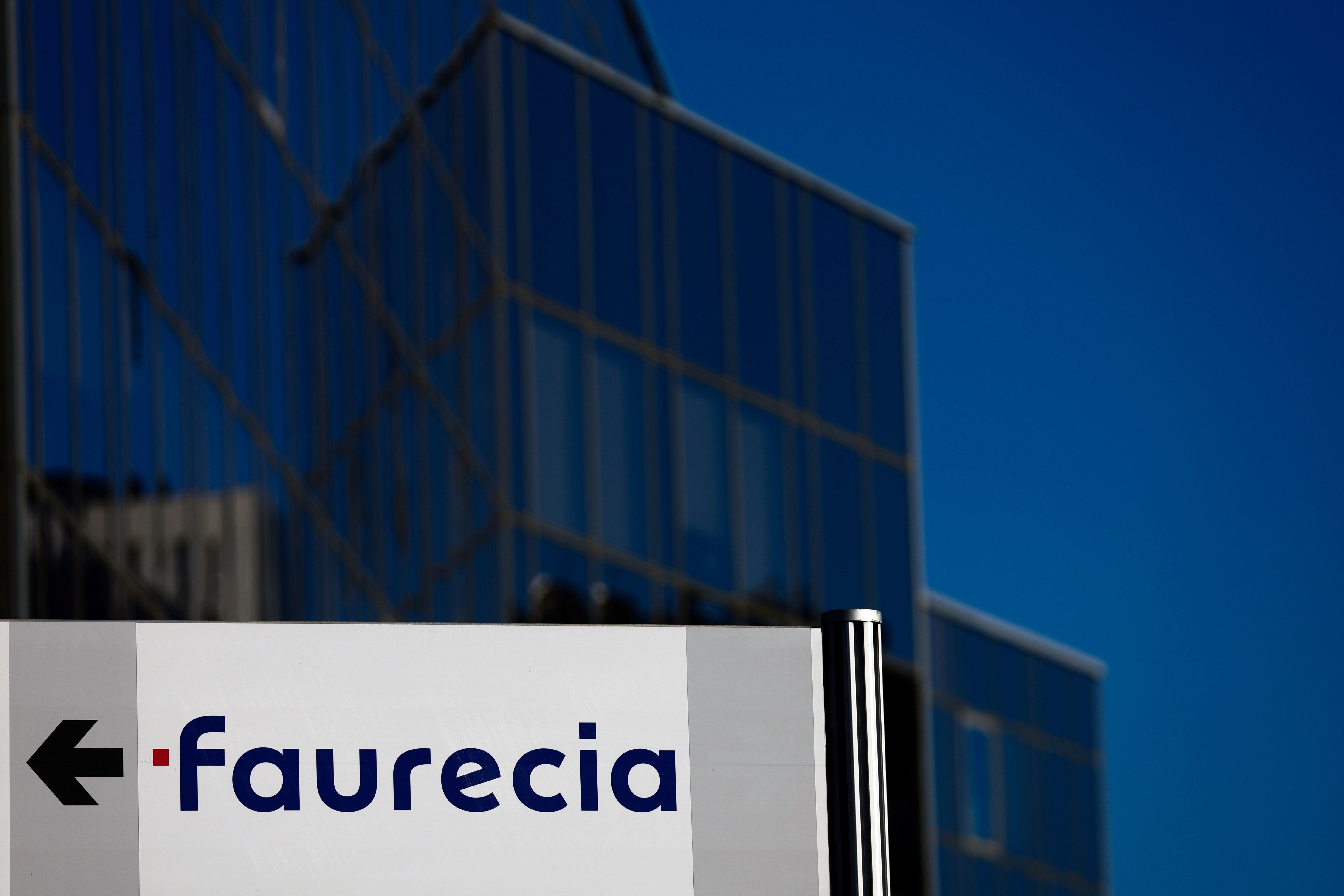 Logo of Faurecia near the company's headquarters in Nanterre