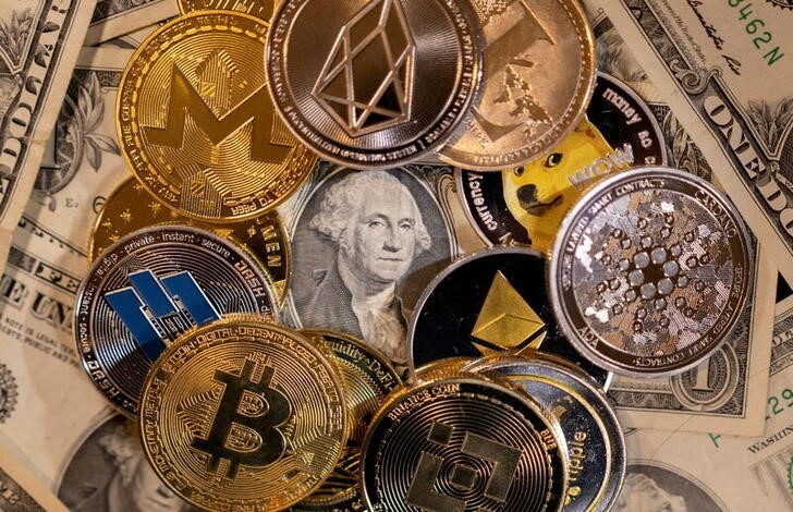 virtual cryptocurrencies on U.S. Dollar banknotes