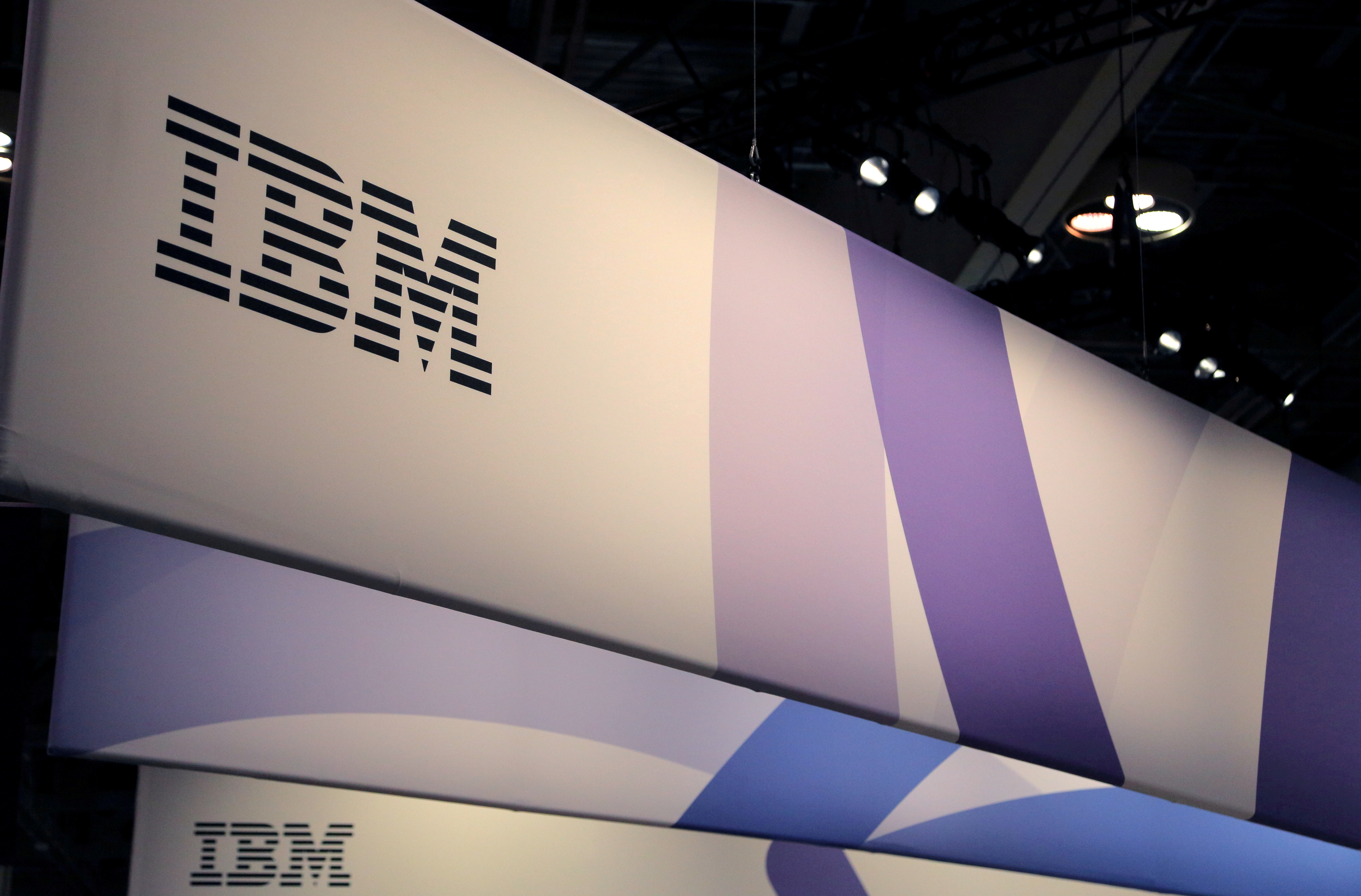 The logo for IBM is seen at the SIBOS banking and financial conference in Toronto, Ontario, Canada October 19, 2017. REUTERS/Chris Helgren