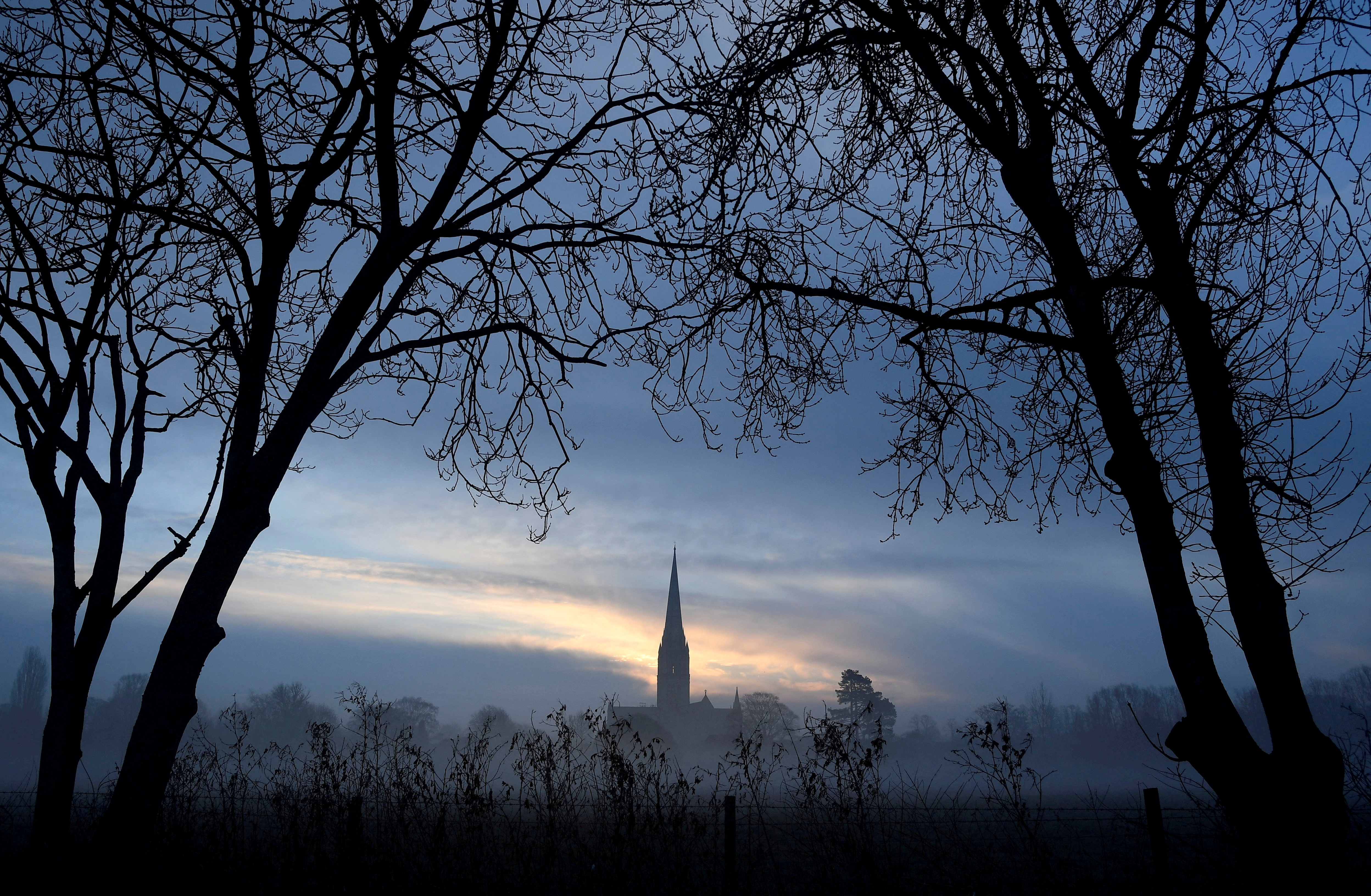 Salisbury Cathedral, in the centre of the city in which former Russian intelligence officer Sergei Skripal and a woman were found unconscious after they had been exposed to an unknown substance is seen at dawn in Salisbury