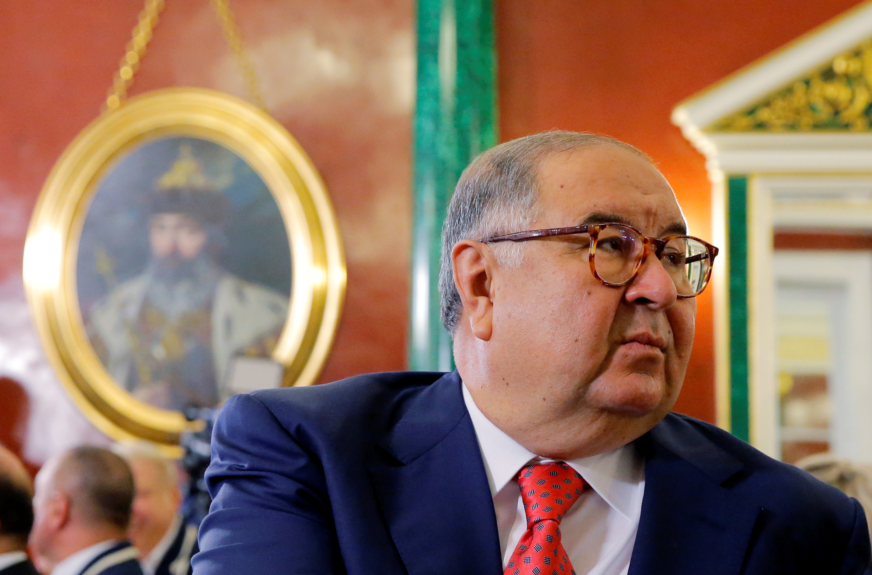 Russian businessman and president of the International Fencing Federation (FIE) Alisher Usmanov attends an awarding ceremony for Russian Olympic medallists returning home from the 2016 Rio Olympics at the Kremlin in Moscow