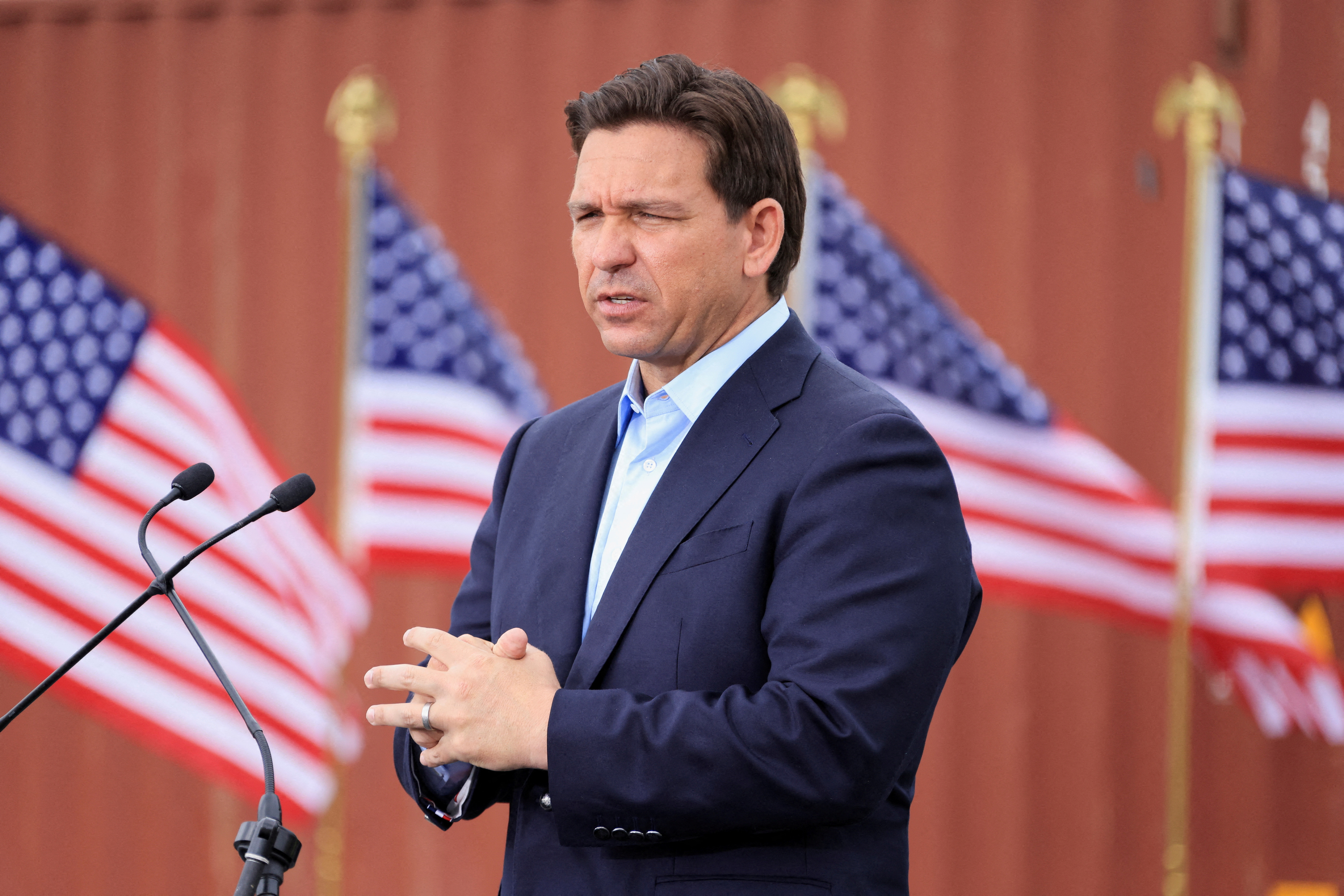 Republican presidential candidate and Florida Governor Ron DeSantis visits Long Beach