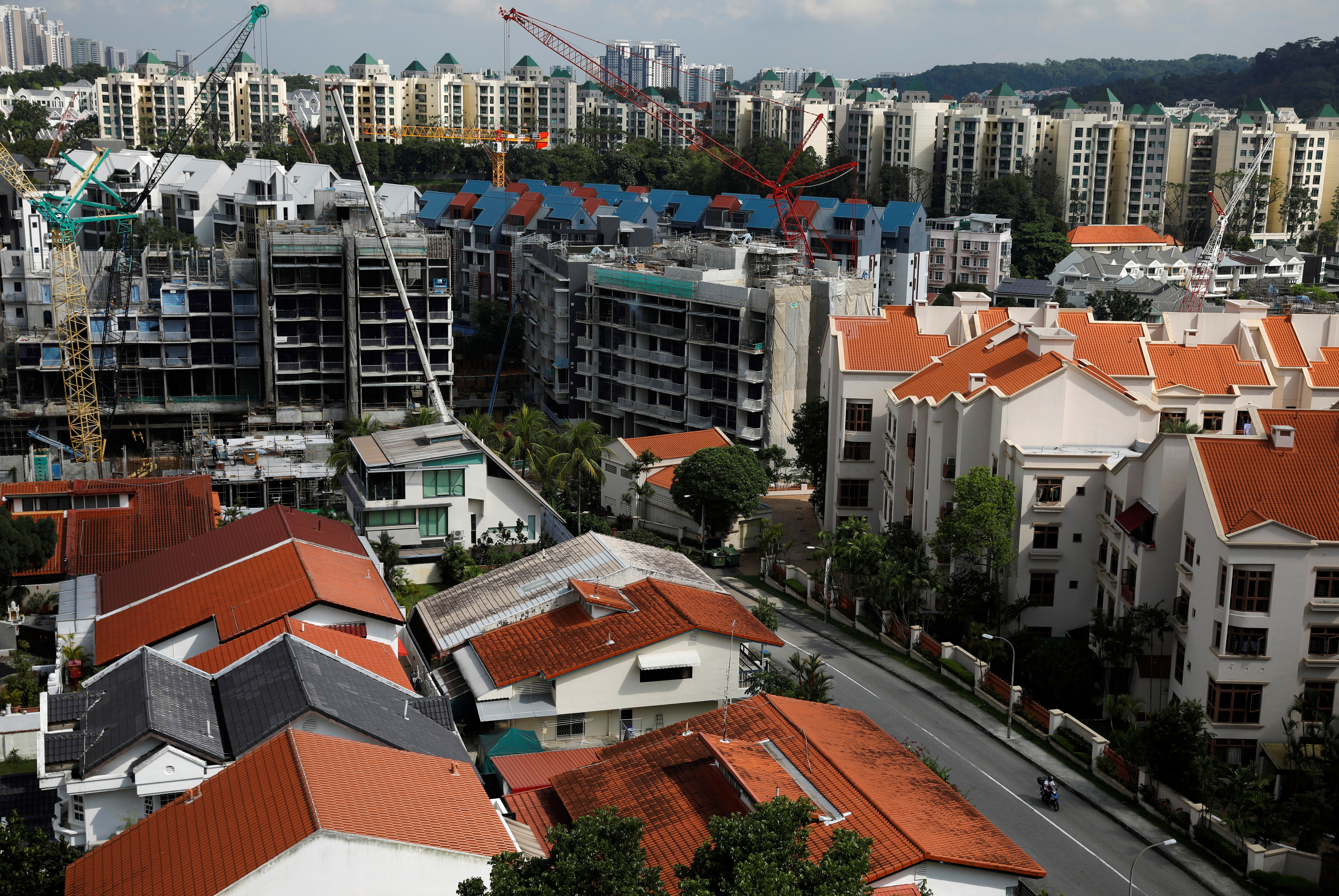 View of construction of new private residential properties in Singapore