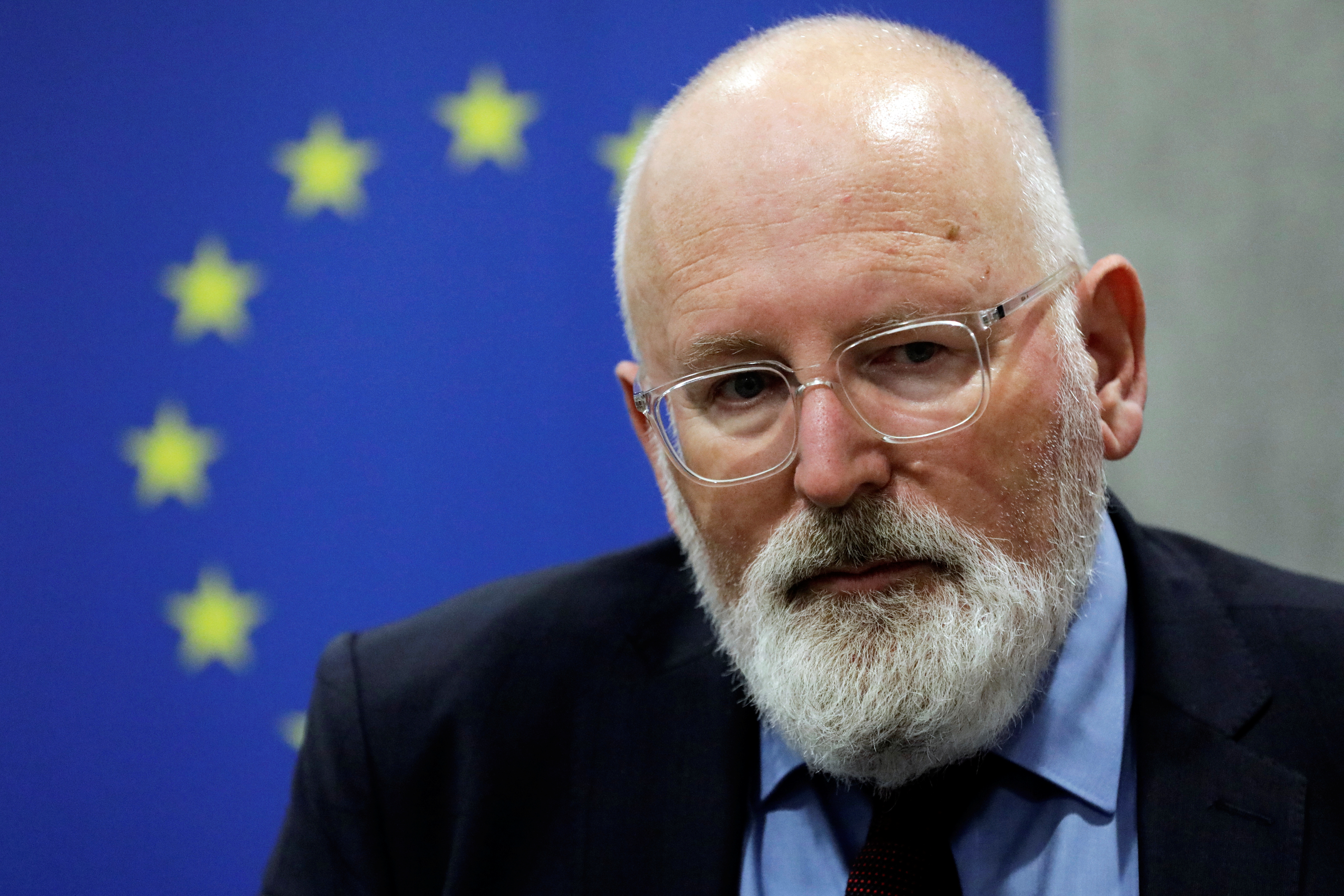 Frans Timmermans, European Commission Executive Vice President and European Commissioner for the European Green Deal speaks during an interview at EU Delegation office in Jakarta, Indonesia, October 18, 2021. REUTERS/Ajeng Dinar Ulfiana
