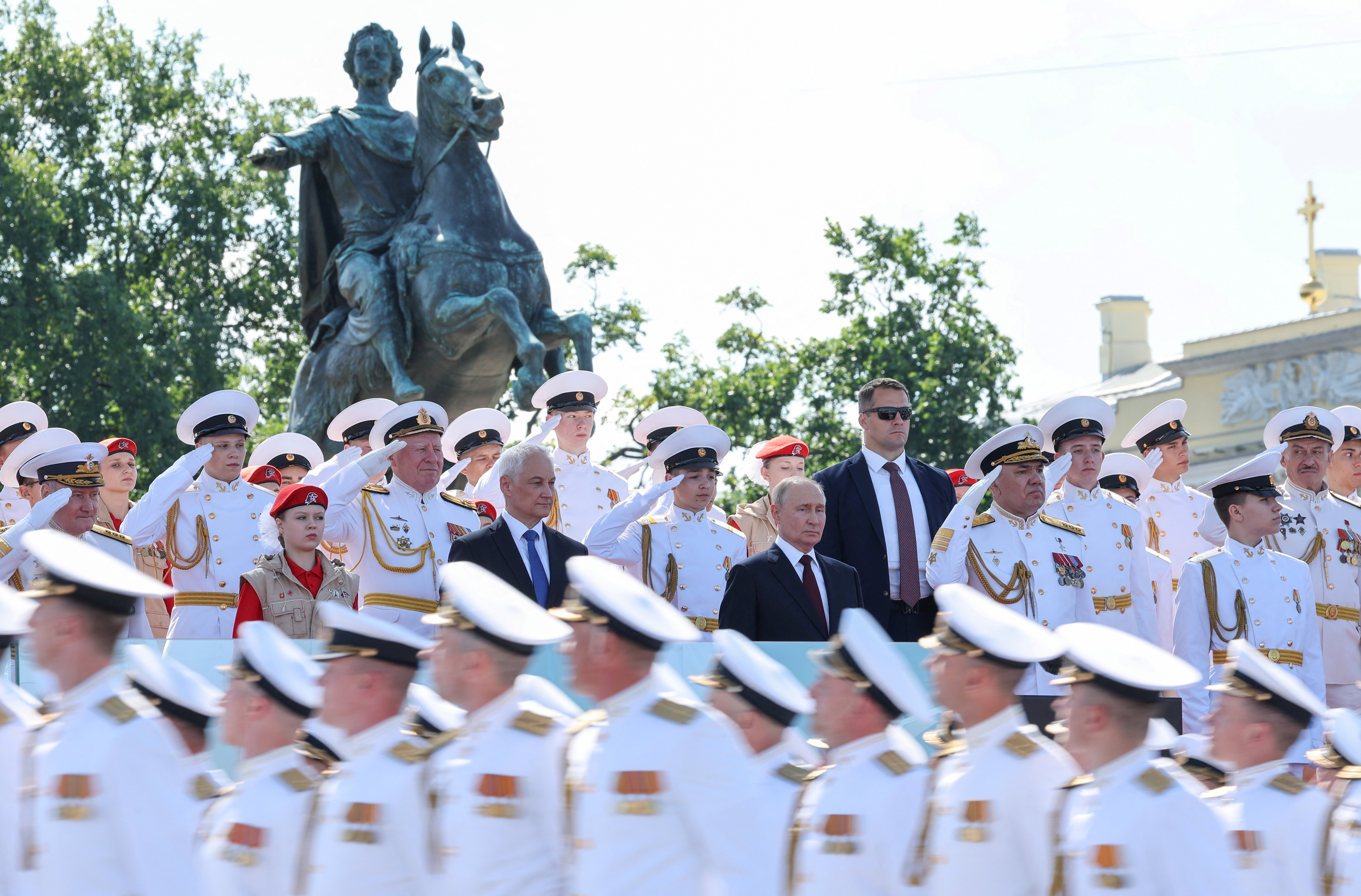 Russia's President Putin attends Navy Day parade in St Petersburg