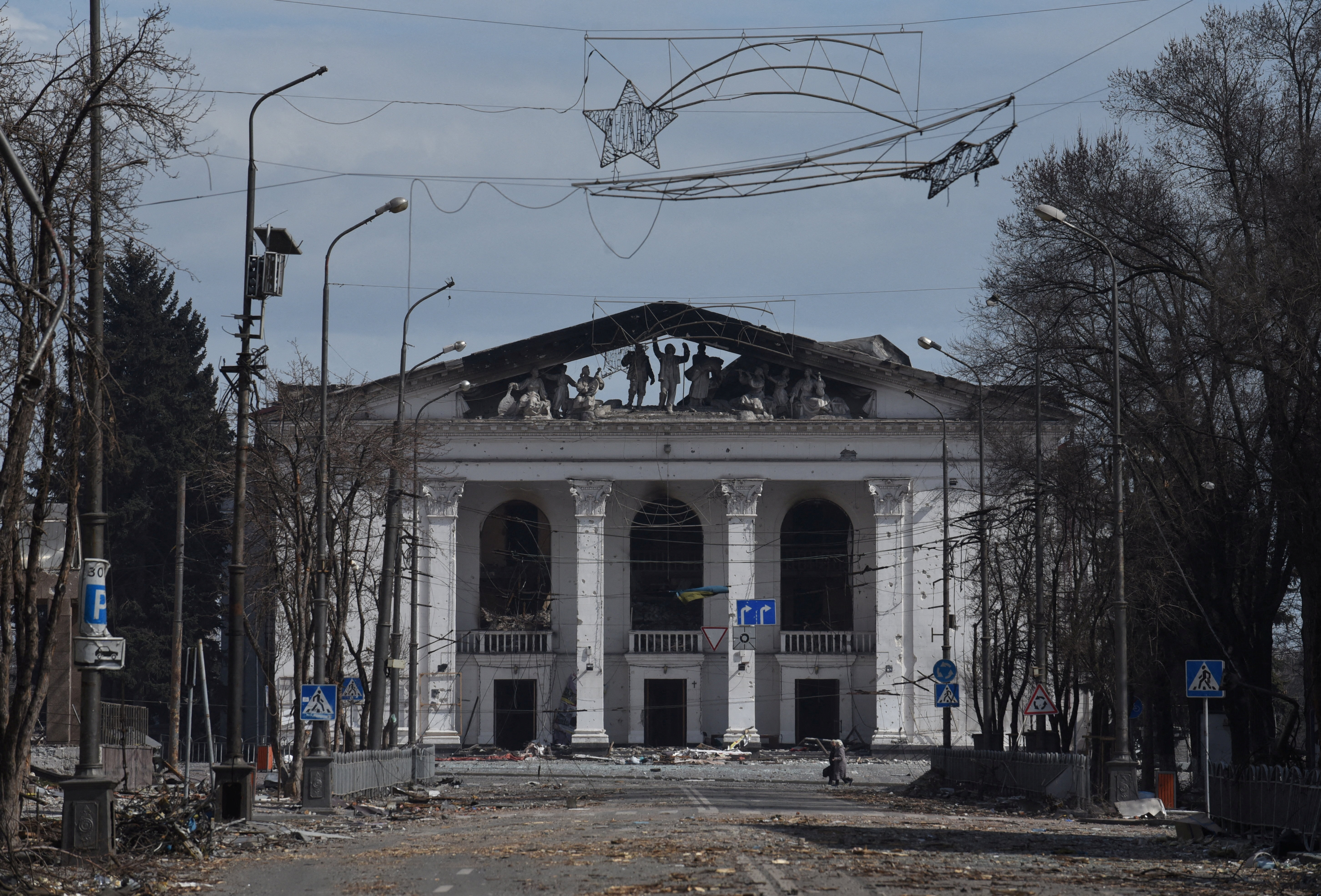 A view shows the destroyed theatre in Mariupol