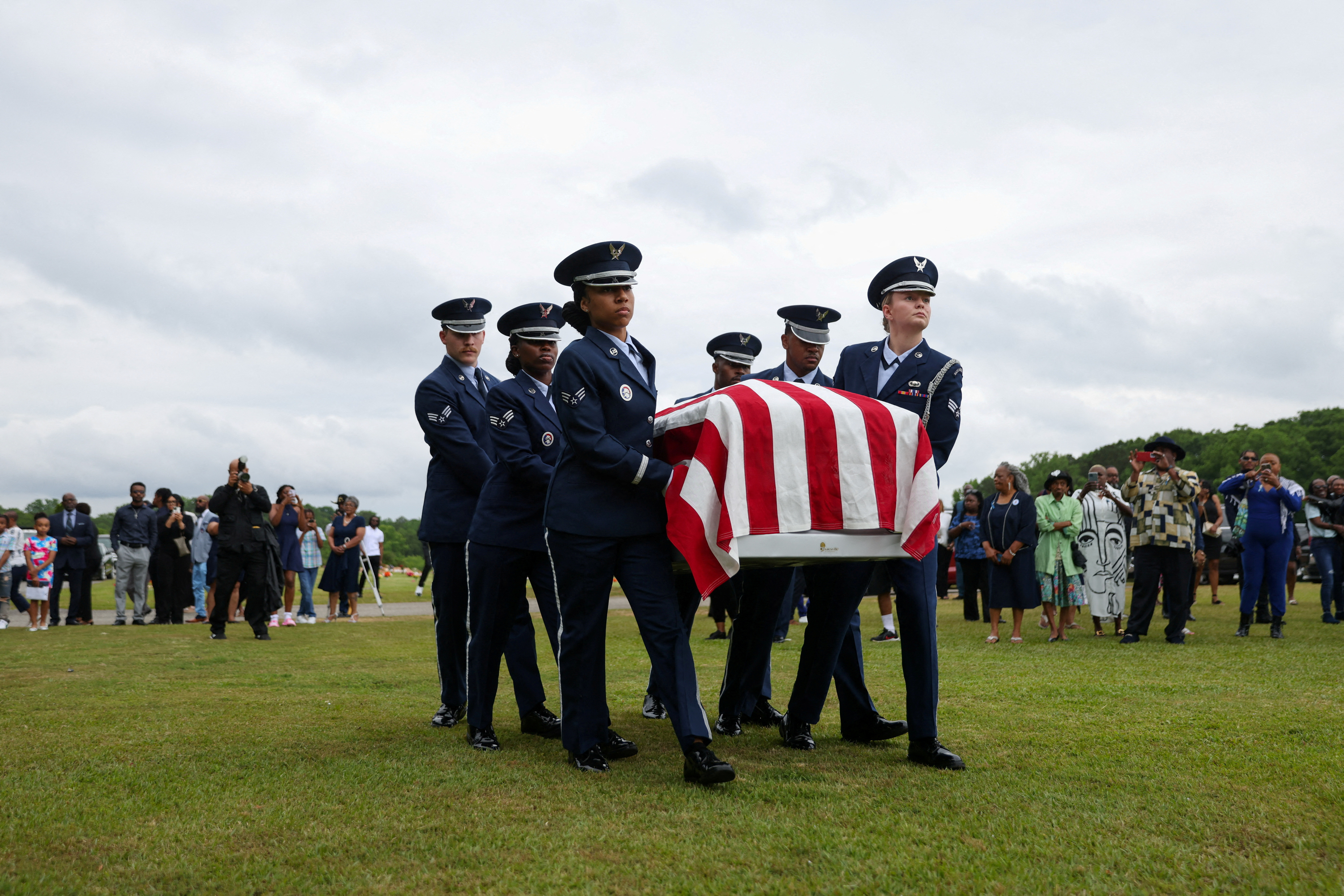 Graveside service of U.S. Airman Roger Fortson, who was shot and killed by police in Florida, in Atlanta