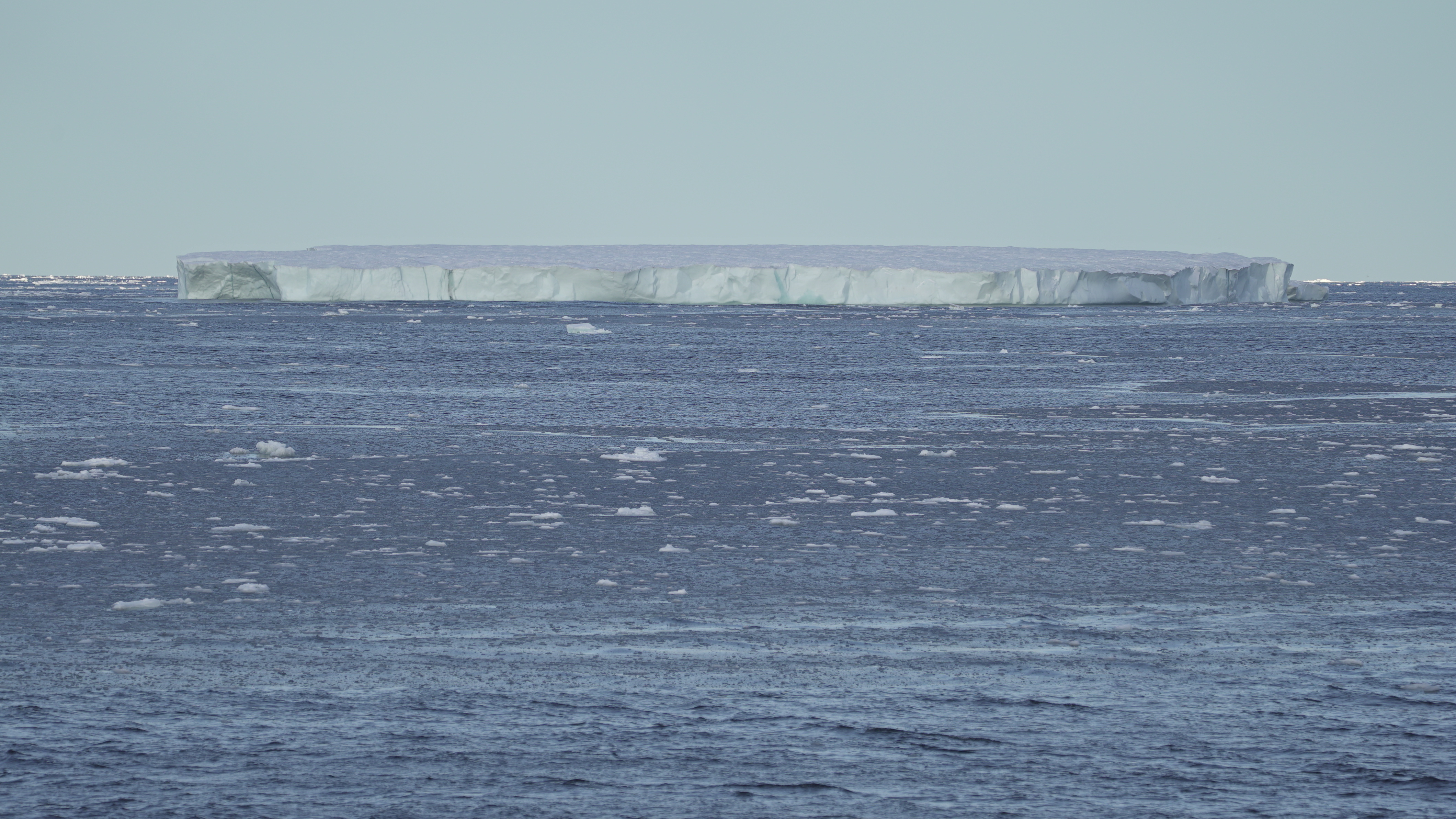 General view of the first large bit of ice seen by the crew of the Greenpeace's Arctic Sunrise ship at the Arctic Ocean
