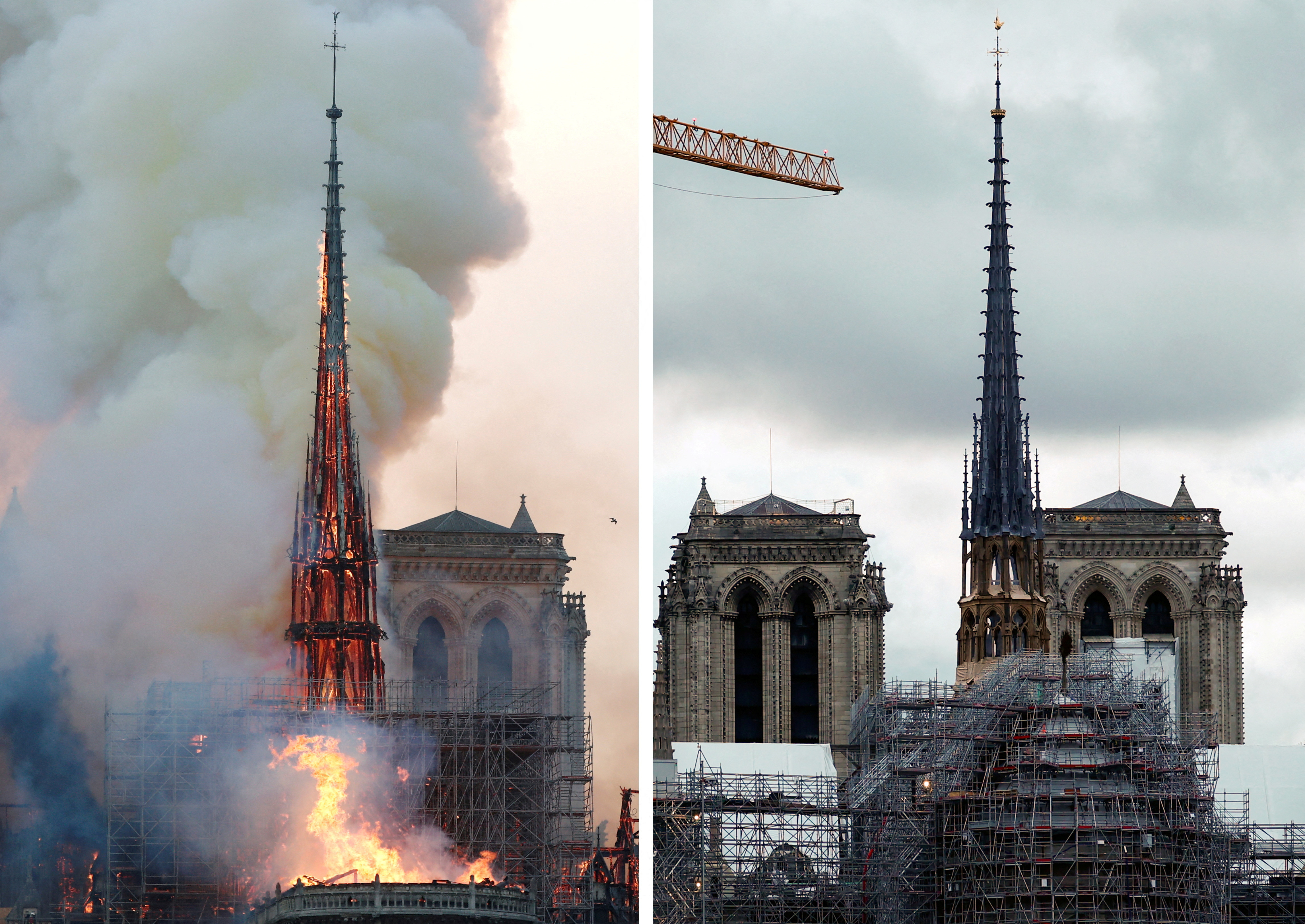 Five years after the fire, the spire of the Notre-Dame de Paris Cathedral visible again