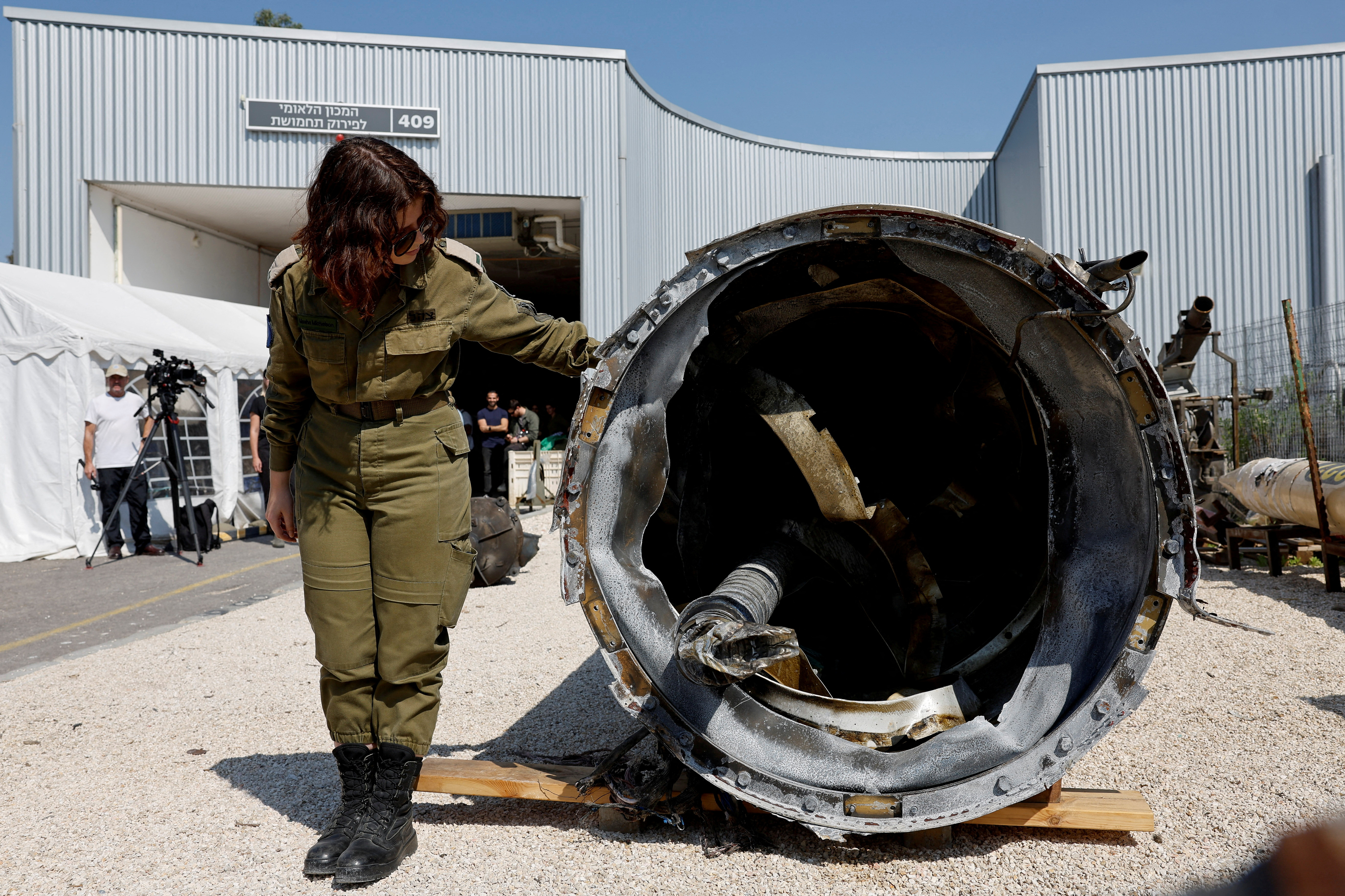 Israel's military displays what they say is an Iranian ballistic missile which they retrieved from the Dead Sea