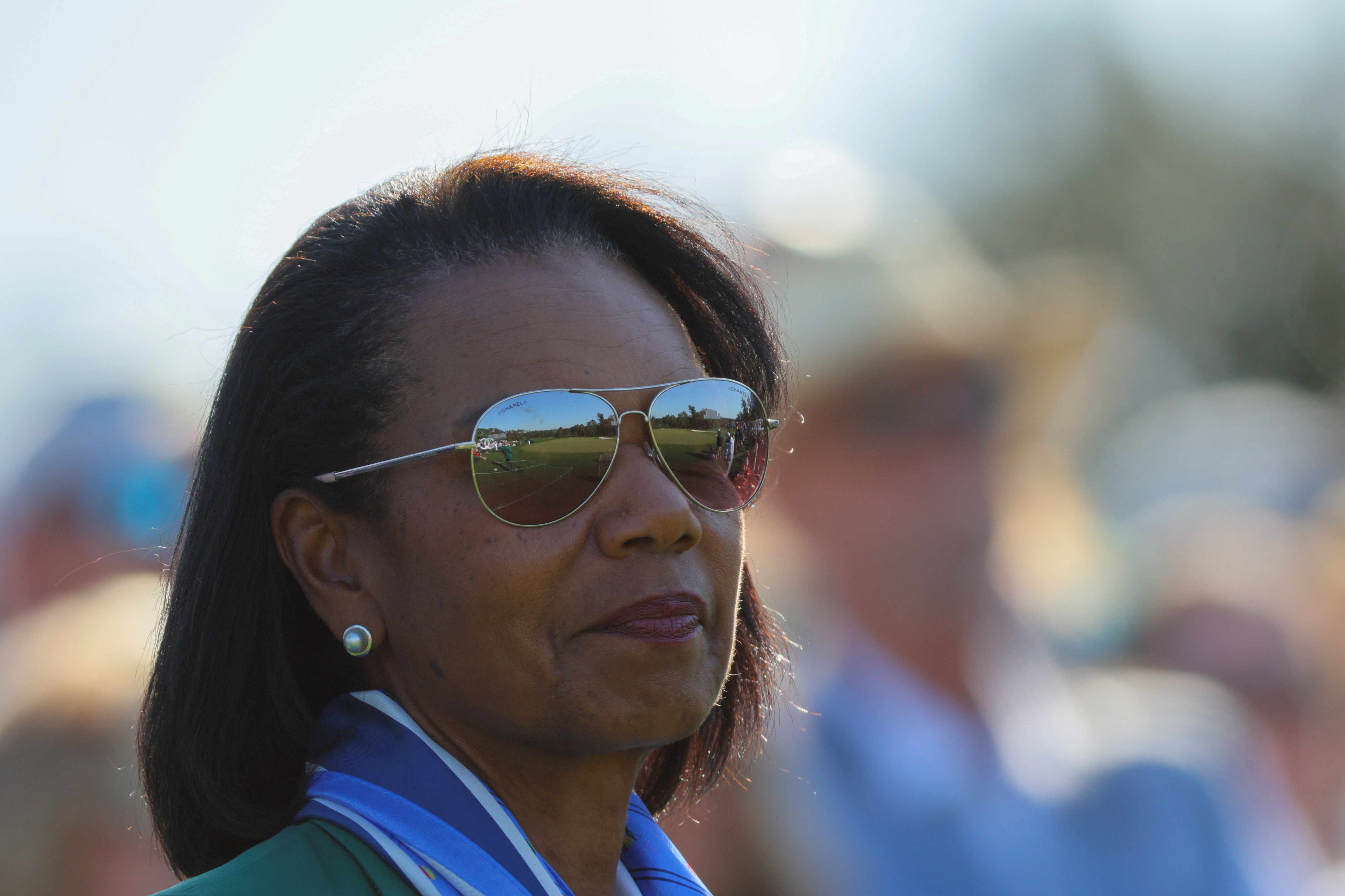 Former U.S. Secretary of State and Augusta National member Condoleezza Rice looks on during the during the Drive, Chip and Putt National Finals, in Augusta