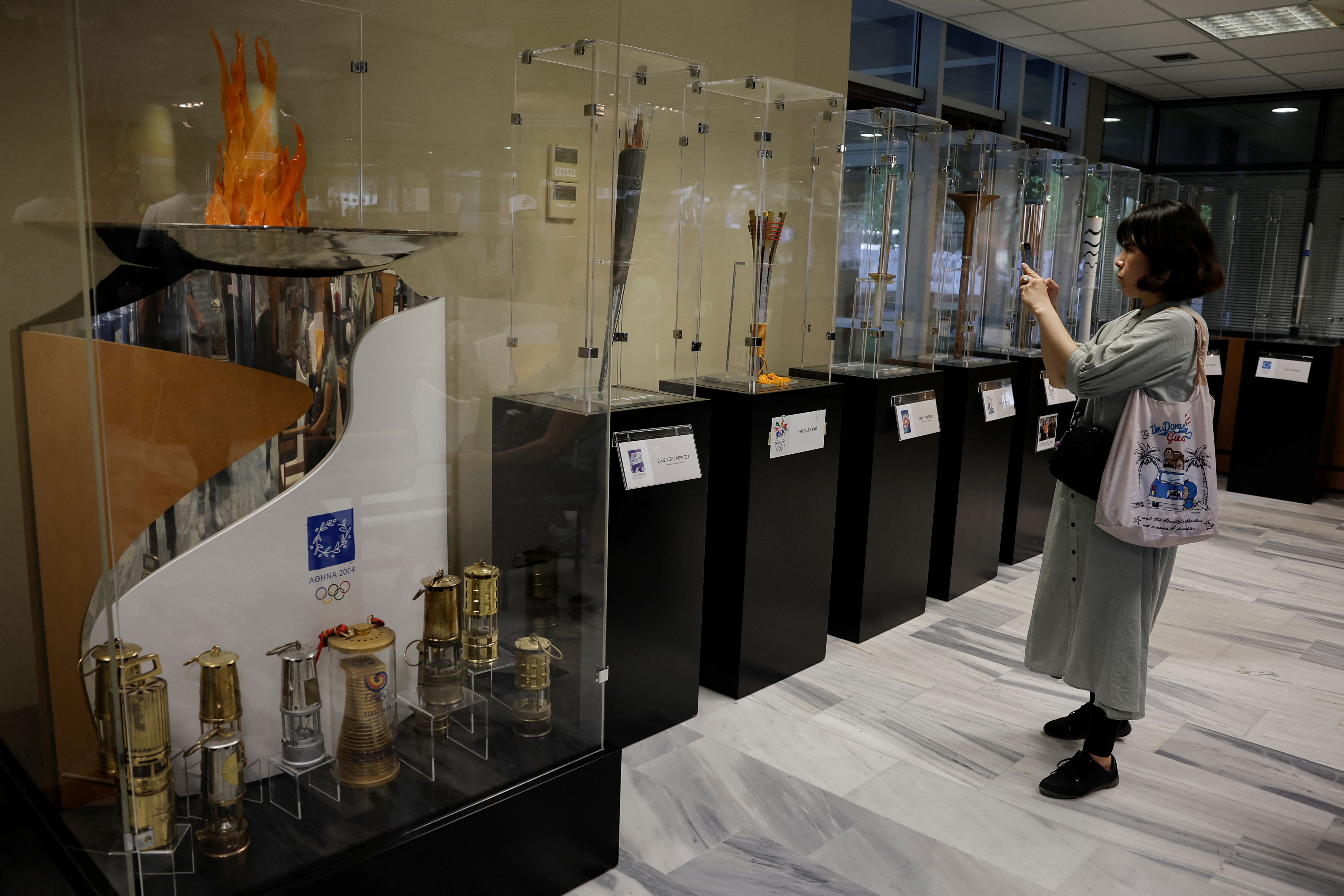 Temporary exhibition of historic Olympic torches in Ancient Olympia