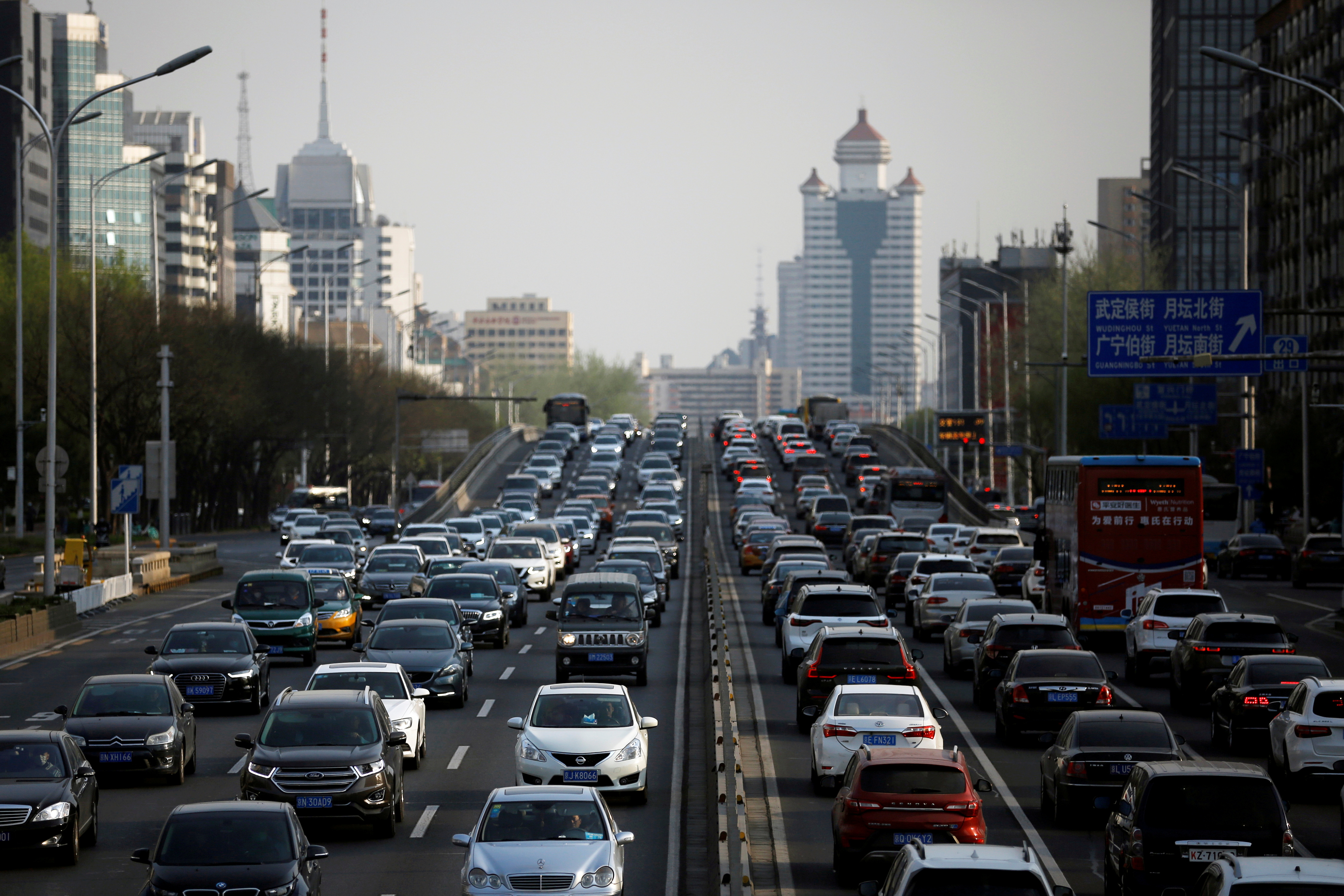 Cars are seen in a traffic jam during evening rush hour in Beijing, as the country is hit by an outbreak of the novel coronavirus disease (COVID-19)