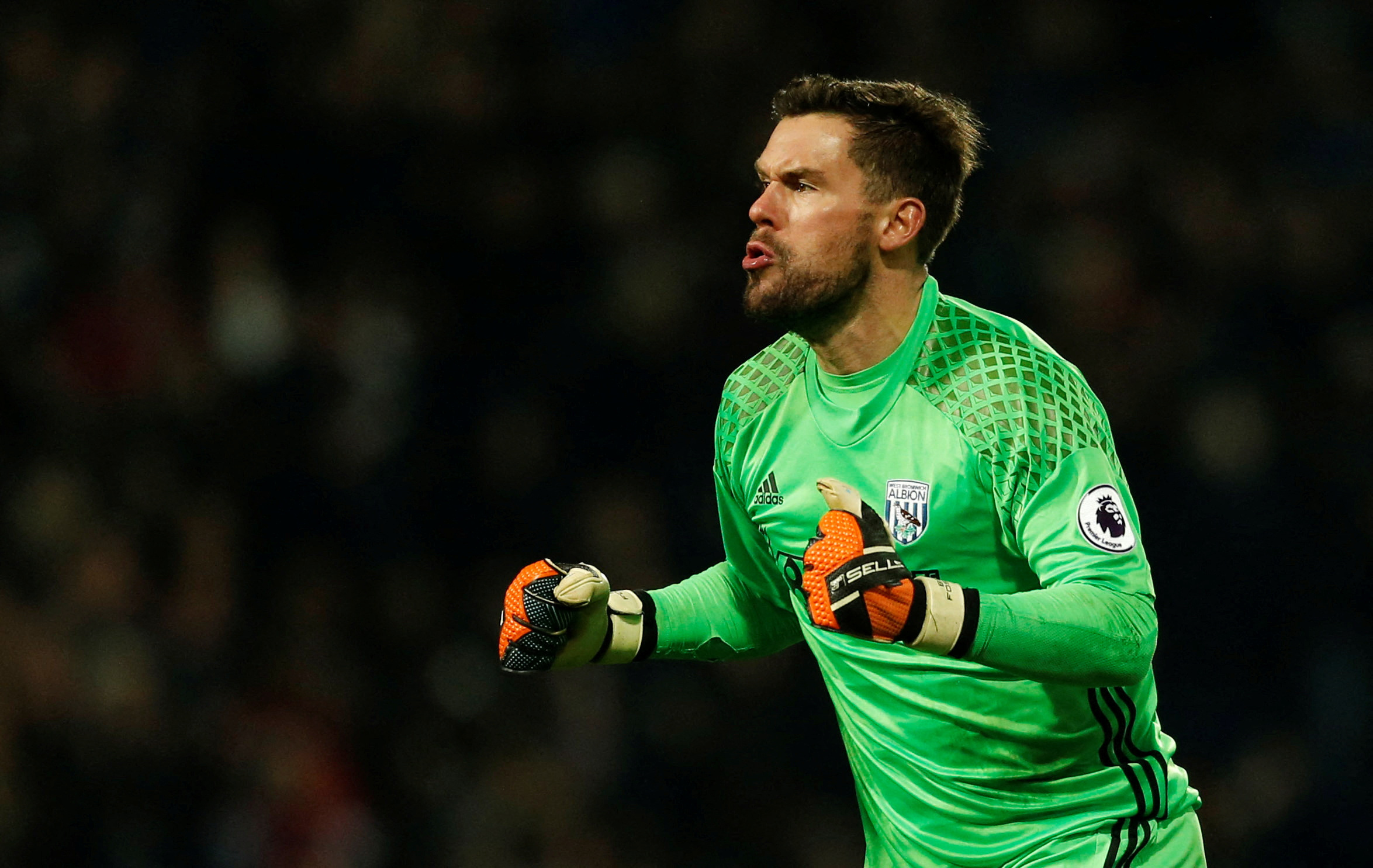 West Bromwich Albion's Ben Foster celebrates their first goal