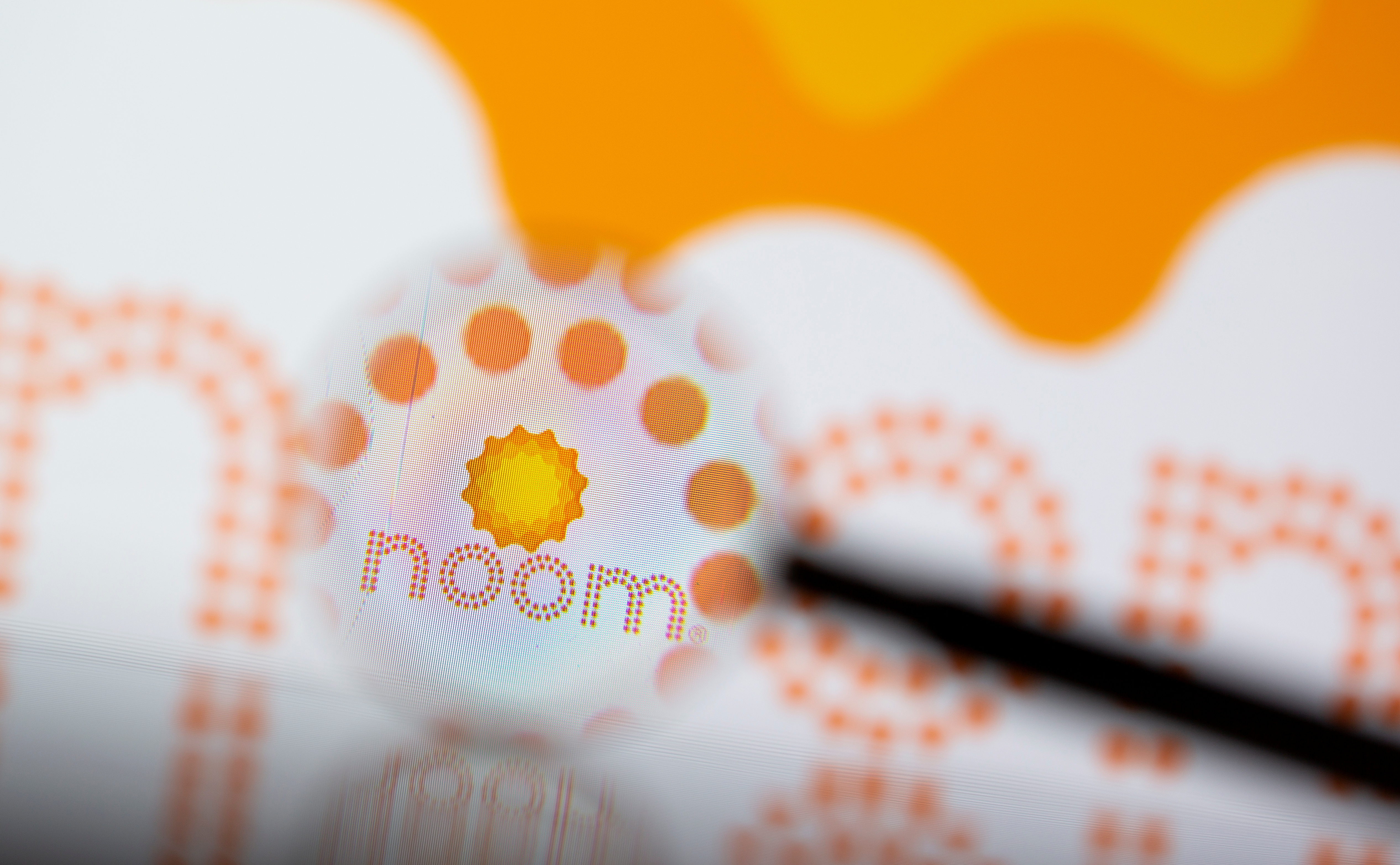 FILE PHOTO - Noom logo is seen through magnifier in this illustration taken