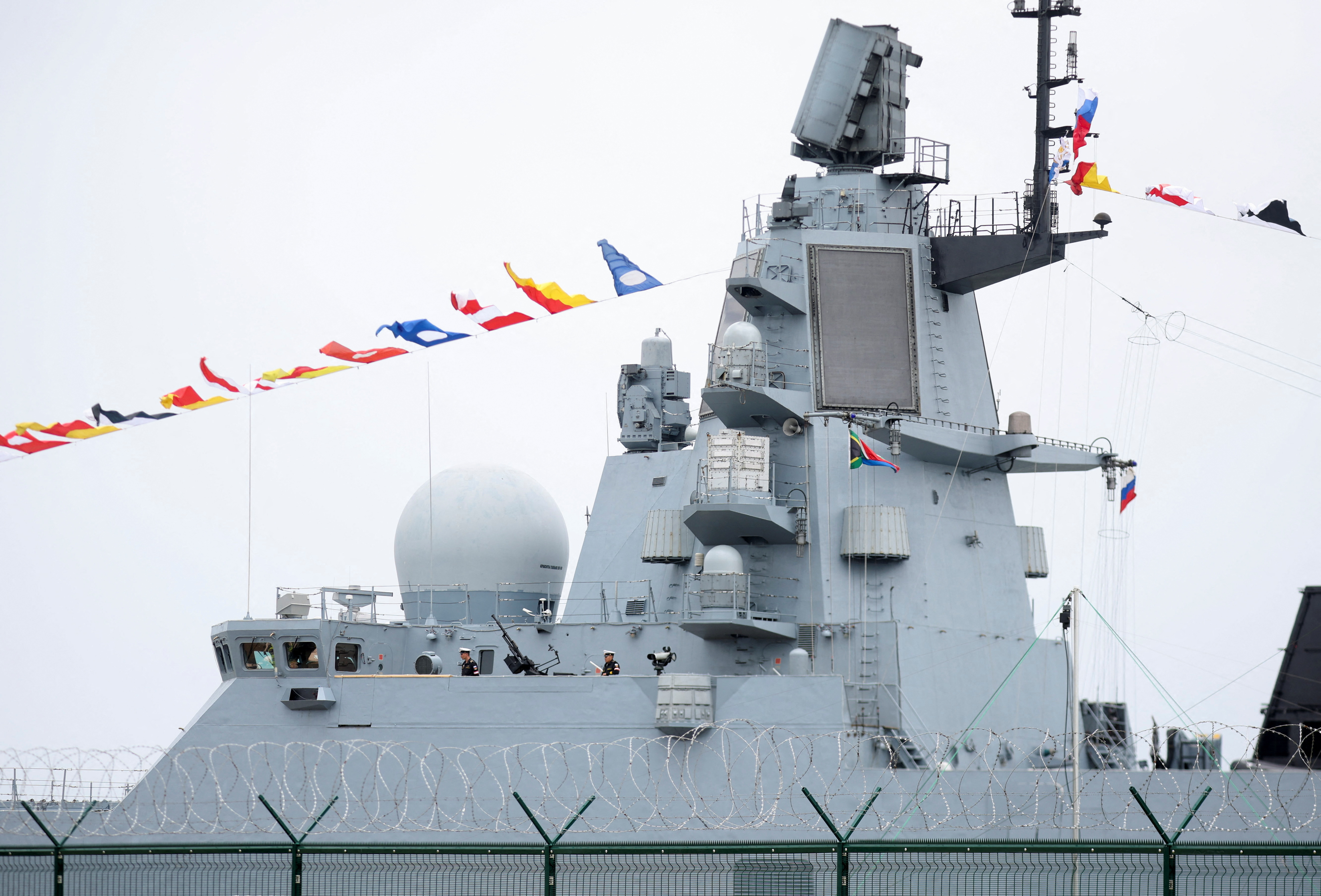 Russian frigate Admiral Gorshkov ahead of scheduled naval exercises with South African and Chinese navies in Richards Bay