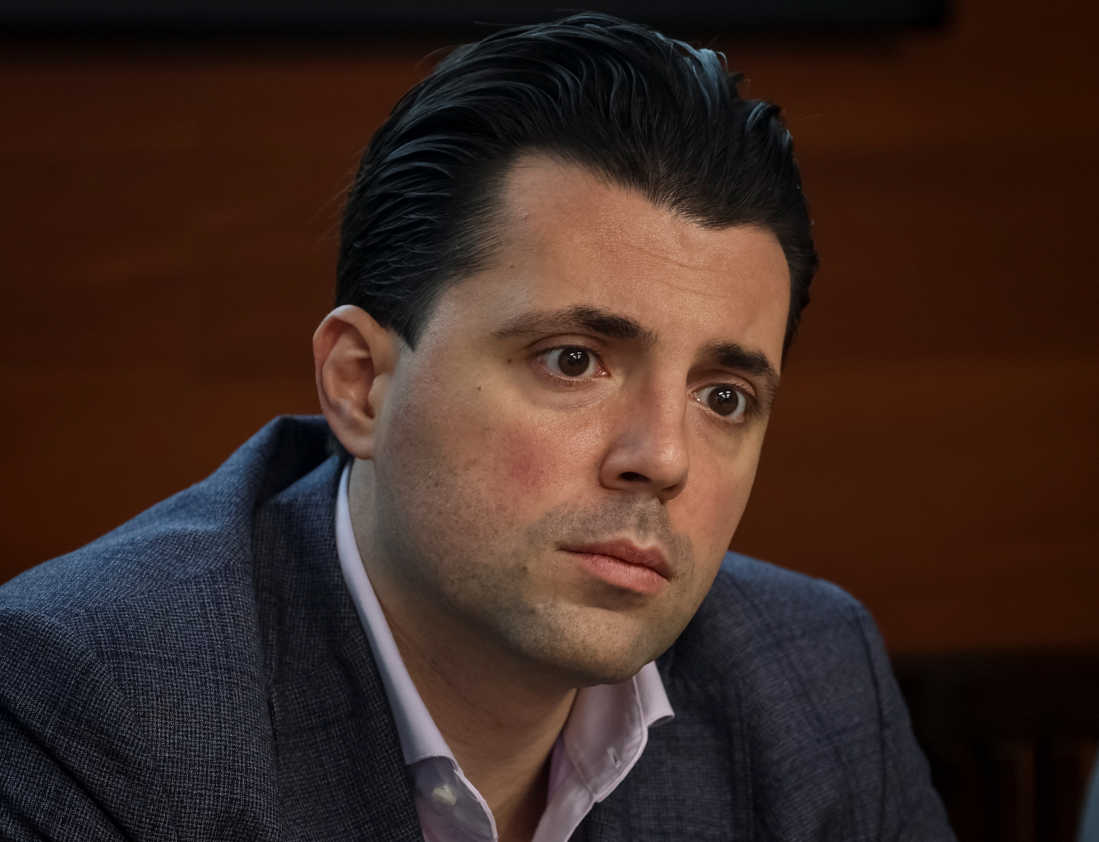 Kudrytskyi, CEO of Ukrenergo National Energy electricity transmission system operator attends a news conference in Kyiv