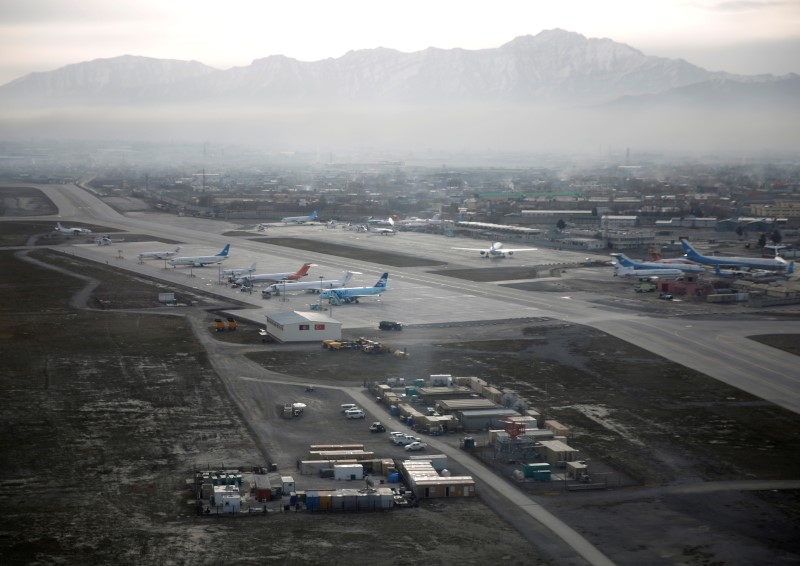 An aerial view of the Hamid Karzai International Airport in Kabul