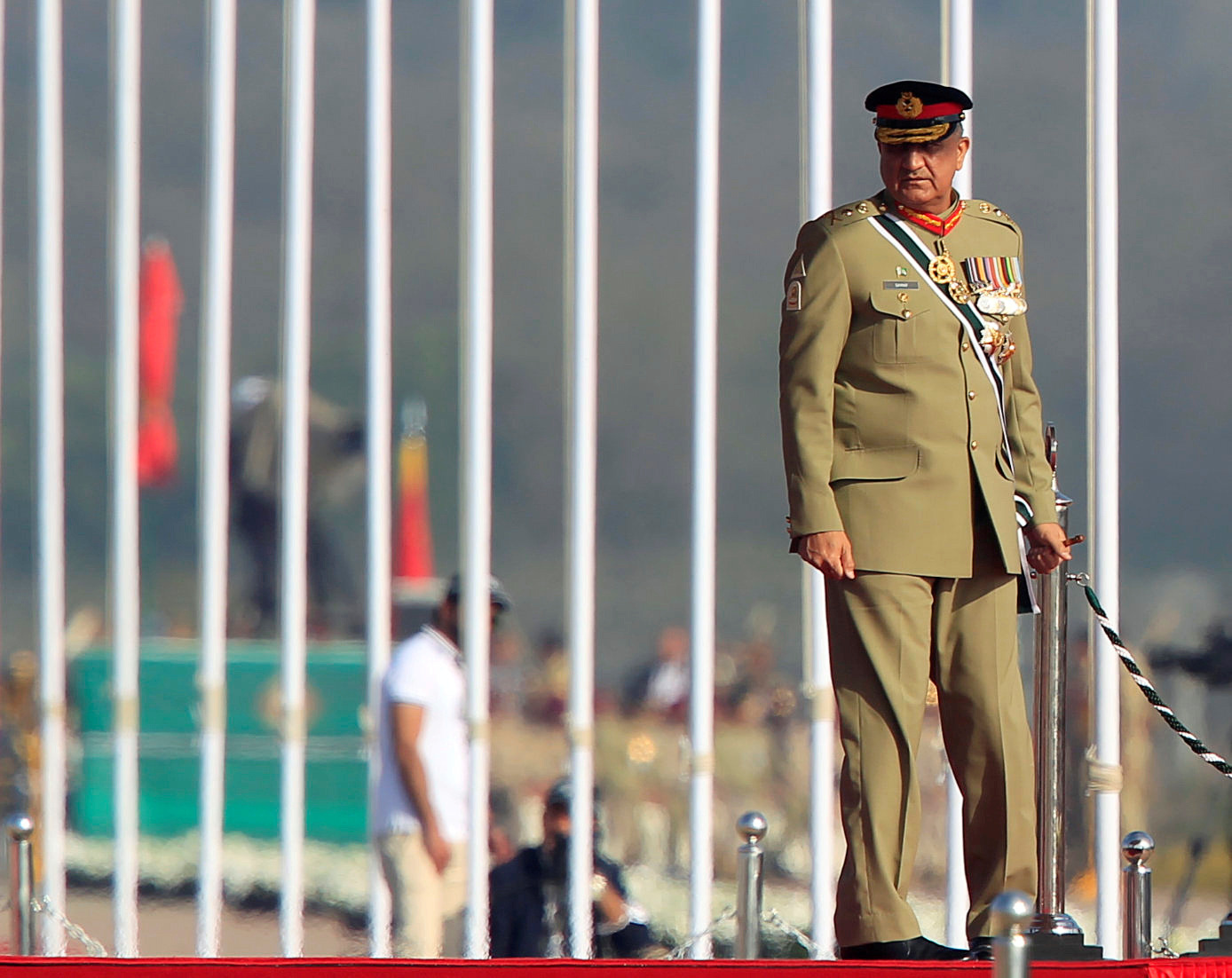 Pakistan's Army Chief of Staff General Qamar Javed Bajwa arrives to attend the Pakistan Day military parade in Islamabad