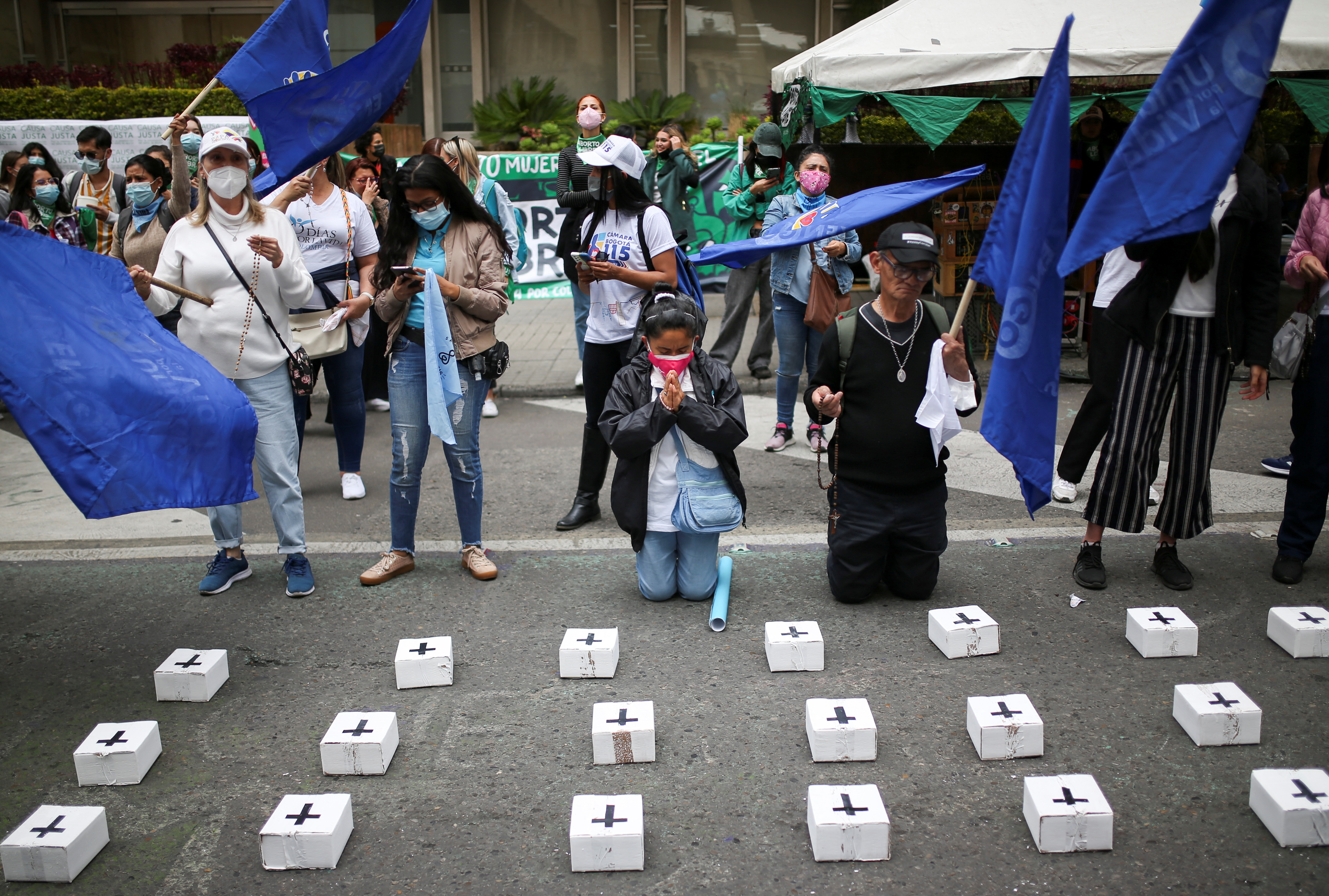 Demonstrations against and in favour of removing abortion from the penal code, in Bogota