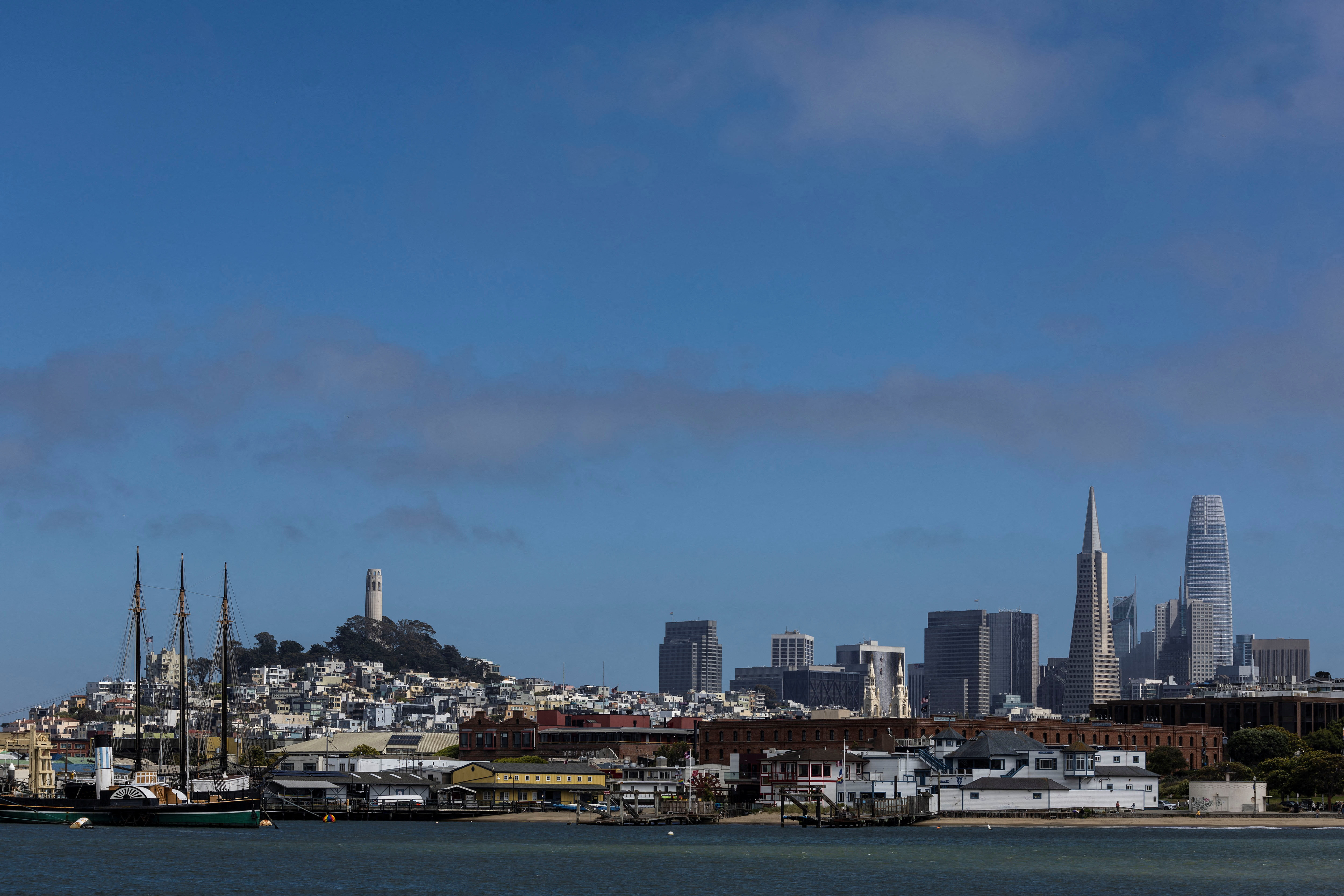 A view shows the downtown skyline of San Francisco