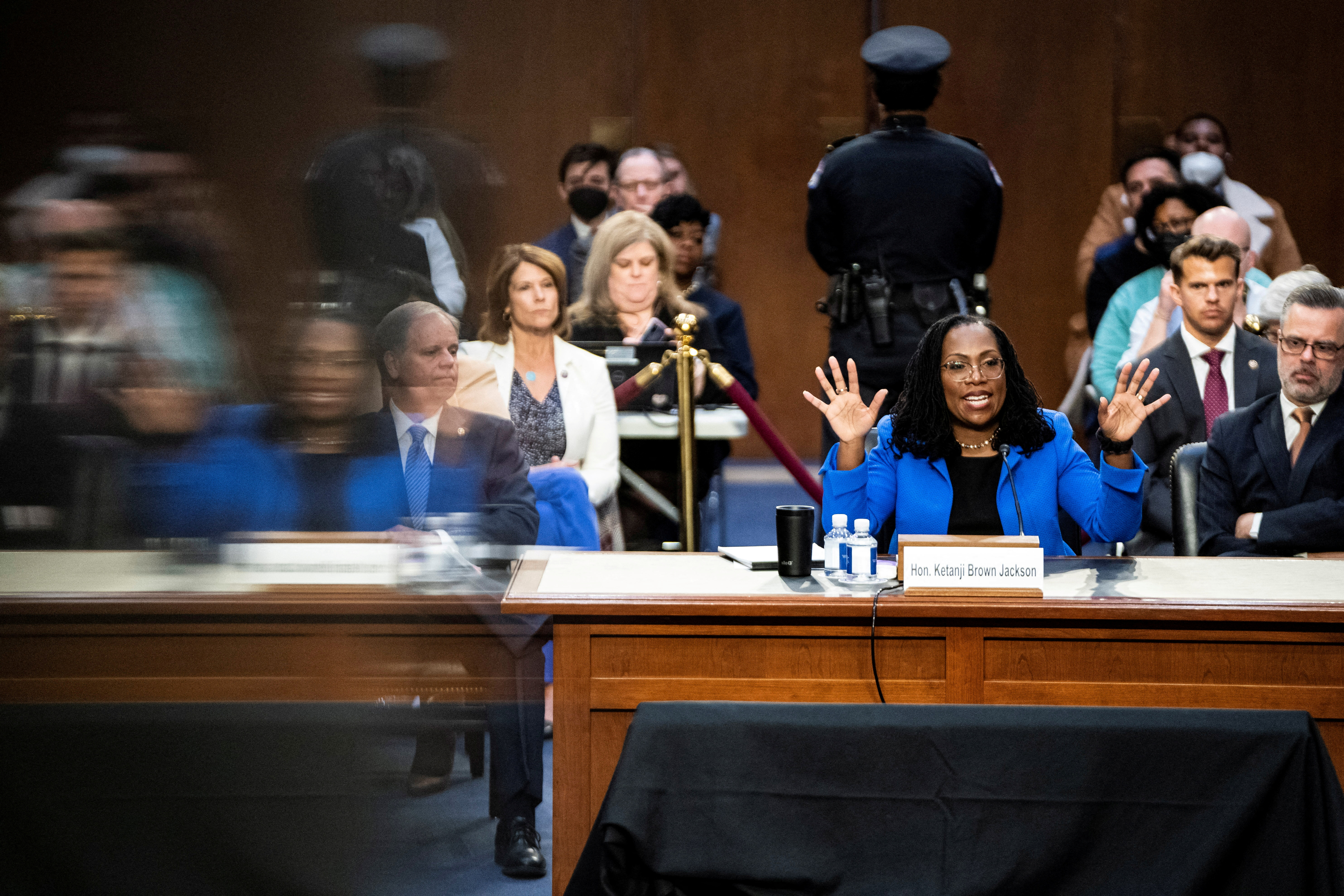 U.S. Supreme Court nominee Judge Ketanji Brown Jackson testifies on the third day of her confirmation hearing before the Senate Judiciary Committee on Capitol Hill, in Washington