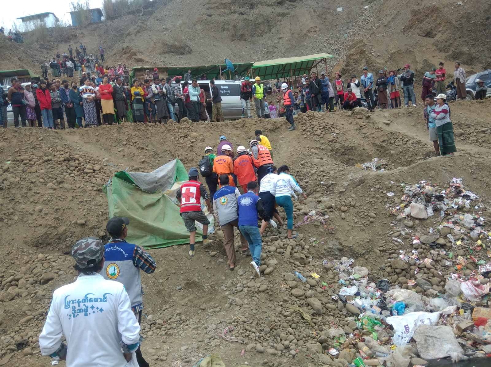Rescue operation after a landslide at a jade mine in Myanmar