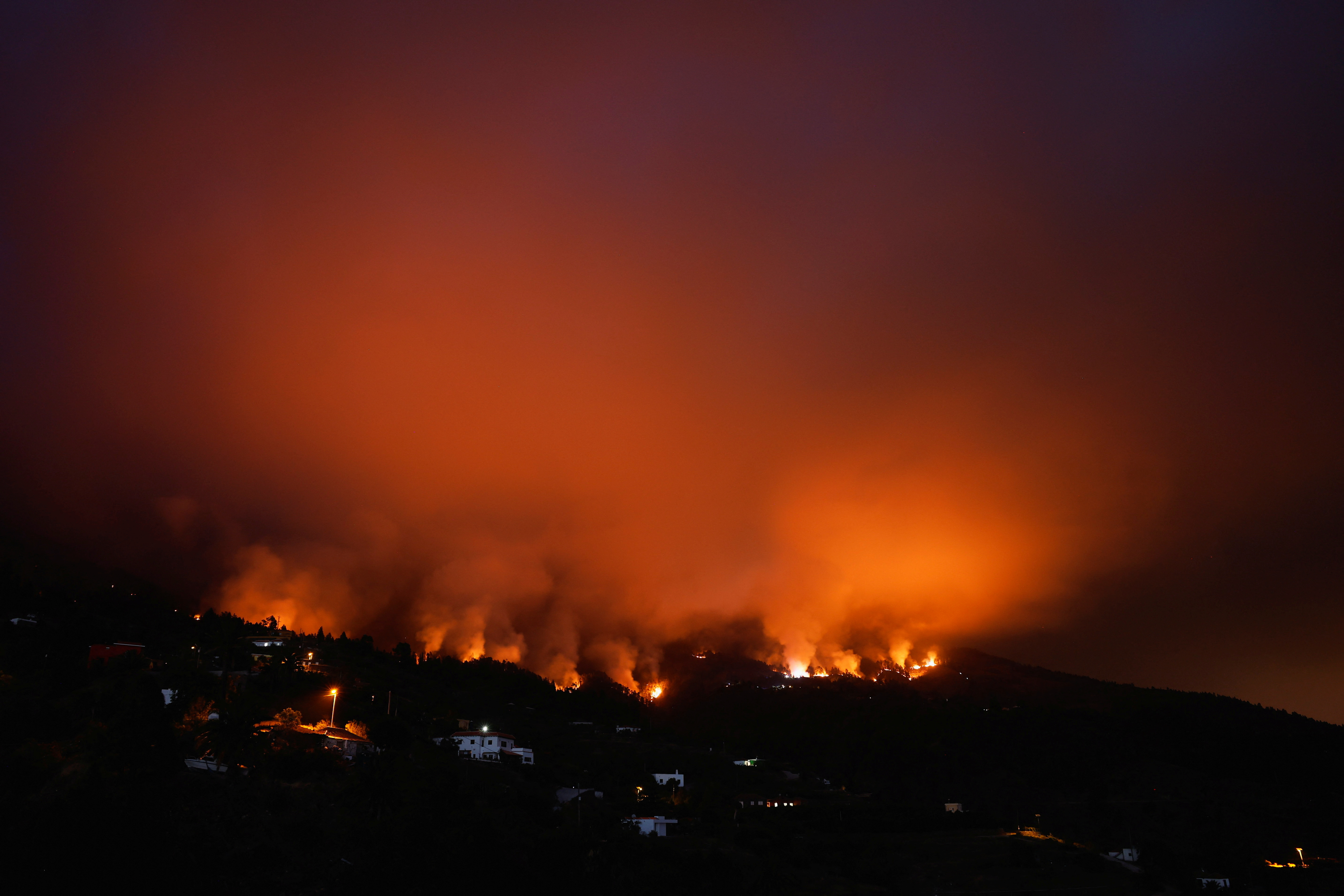 General view of the Tijarafe fire on the Canary Island of La Palma