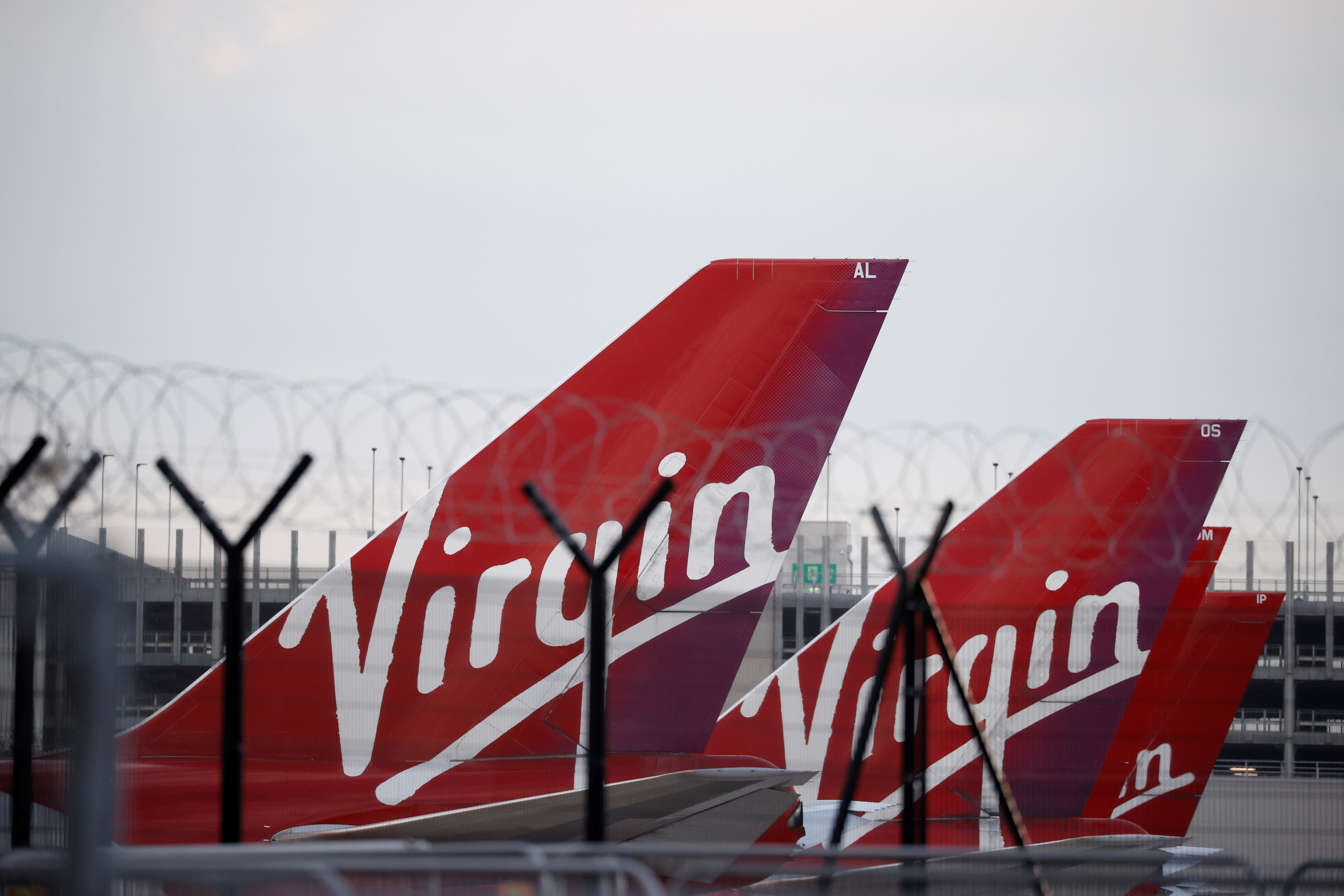 Virgin Atlantic's planes are seen parked at Manchester Airport in Manchester, Britain, May 9, 2020. REUTERS/Phil Noble