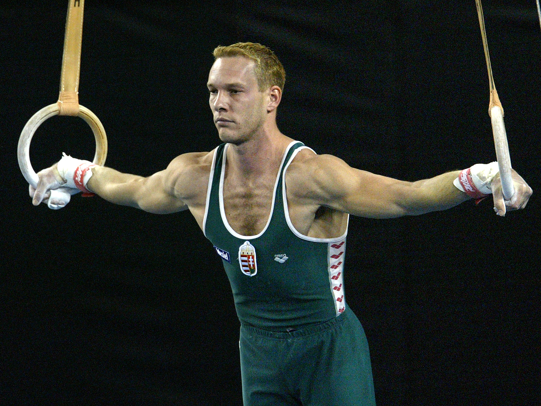 HUNGARIAN OLYMPIC CHAMPION CSOLLANY PERFORMS AT 36TH WORLD GYMNASTICS
CHAMPIONSHIPS IN DEBRECEN.