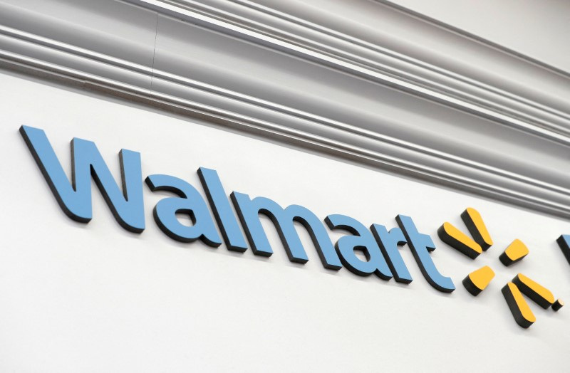 A Walmart sign is seen inside its department store in West Haven