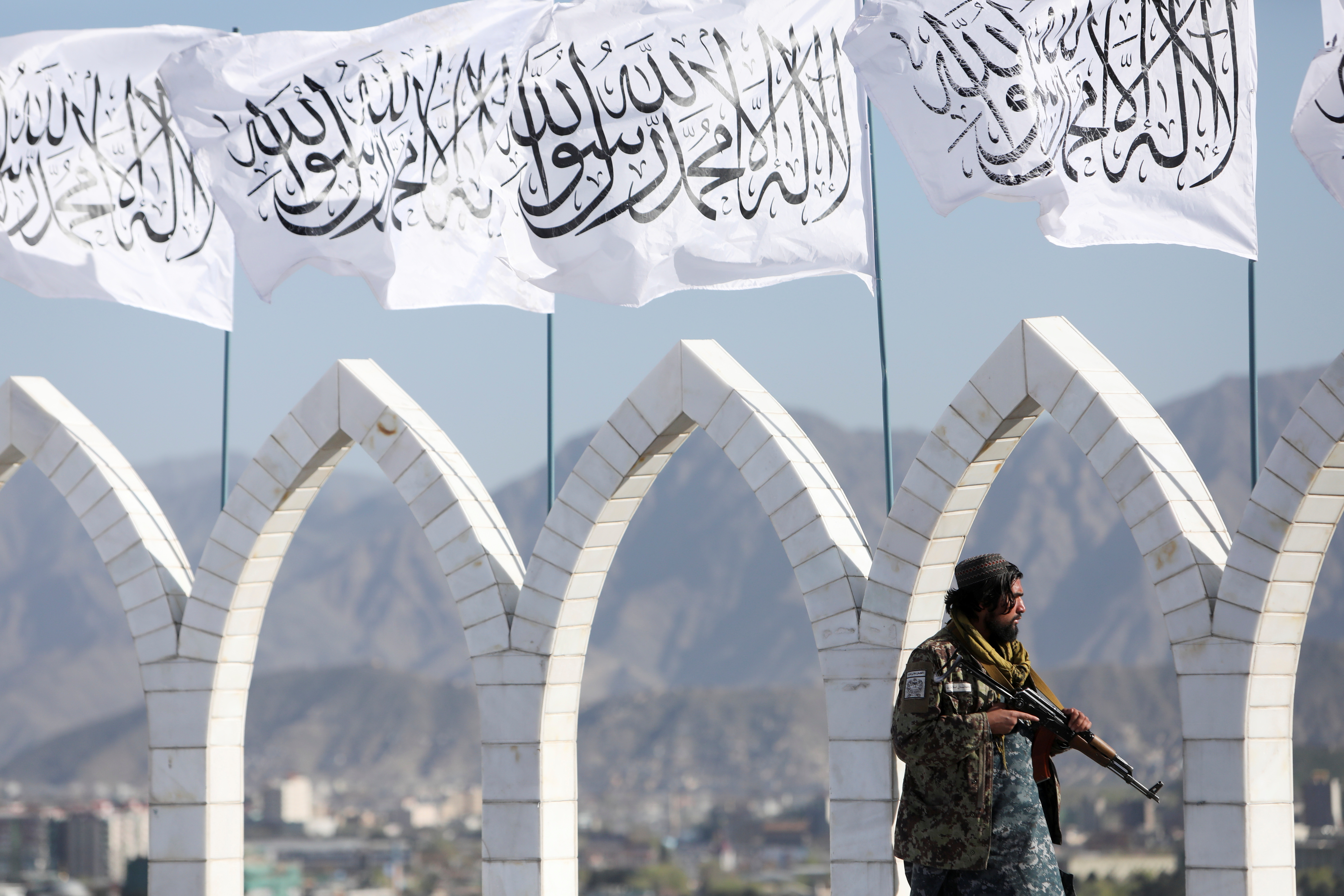 Taliban flag-raising ceremony in Kabul