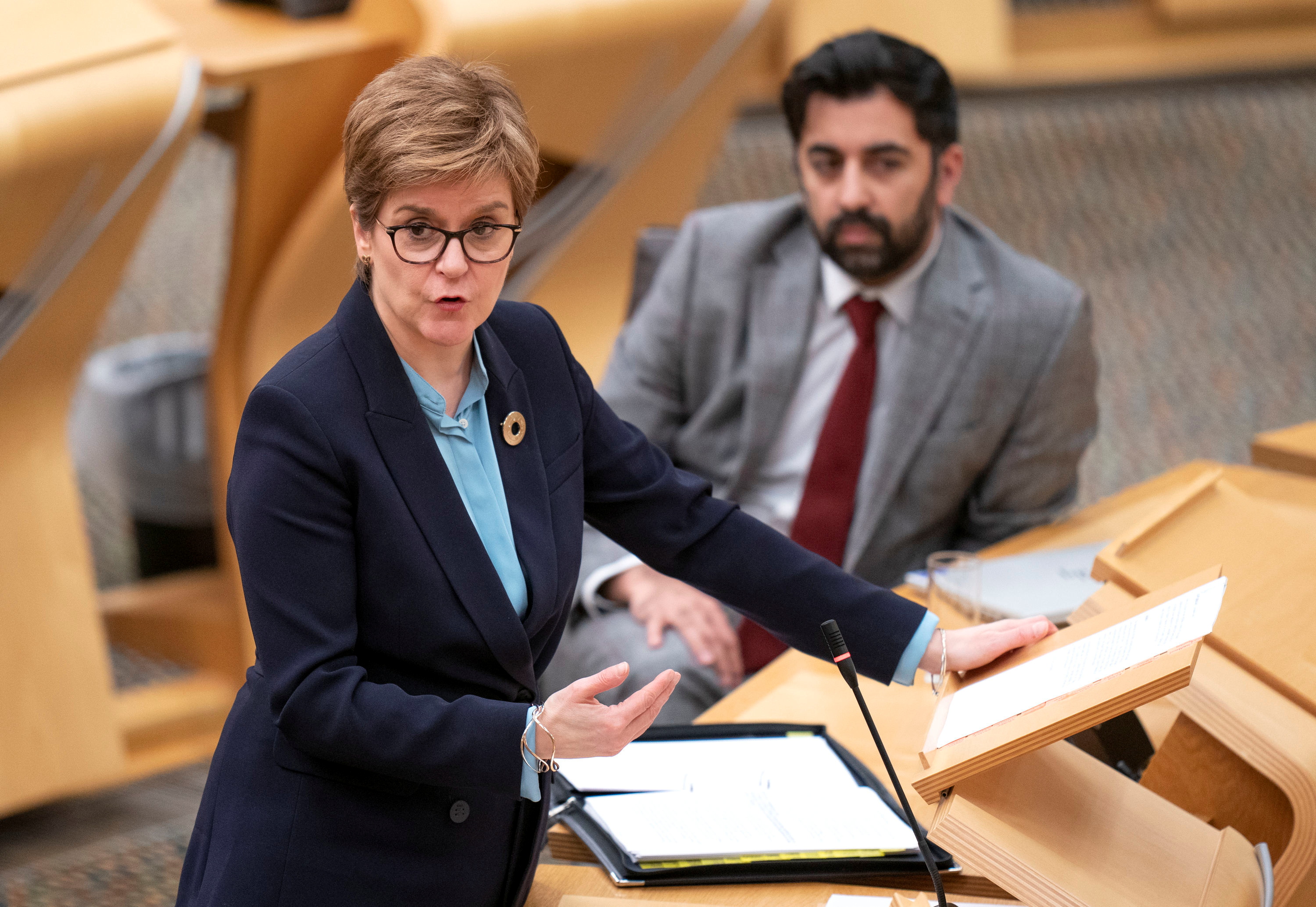 Scottish First Minister Sturgeon delivers weekly COVID-19 policy update, in Edinburgh