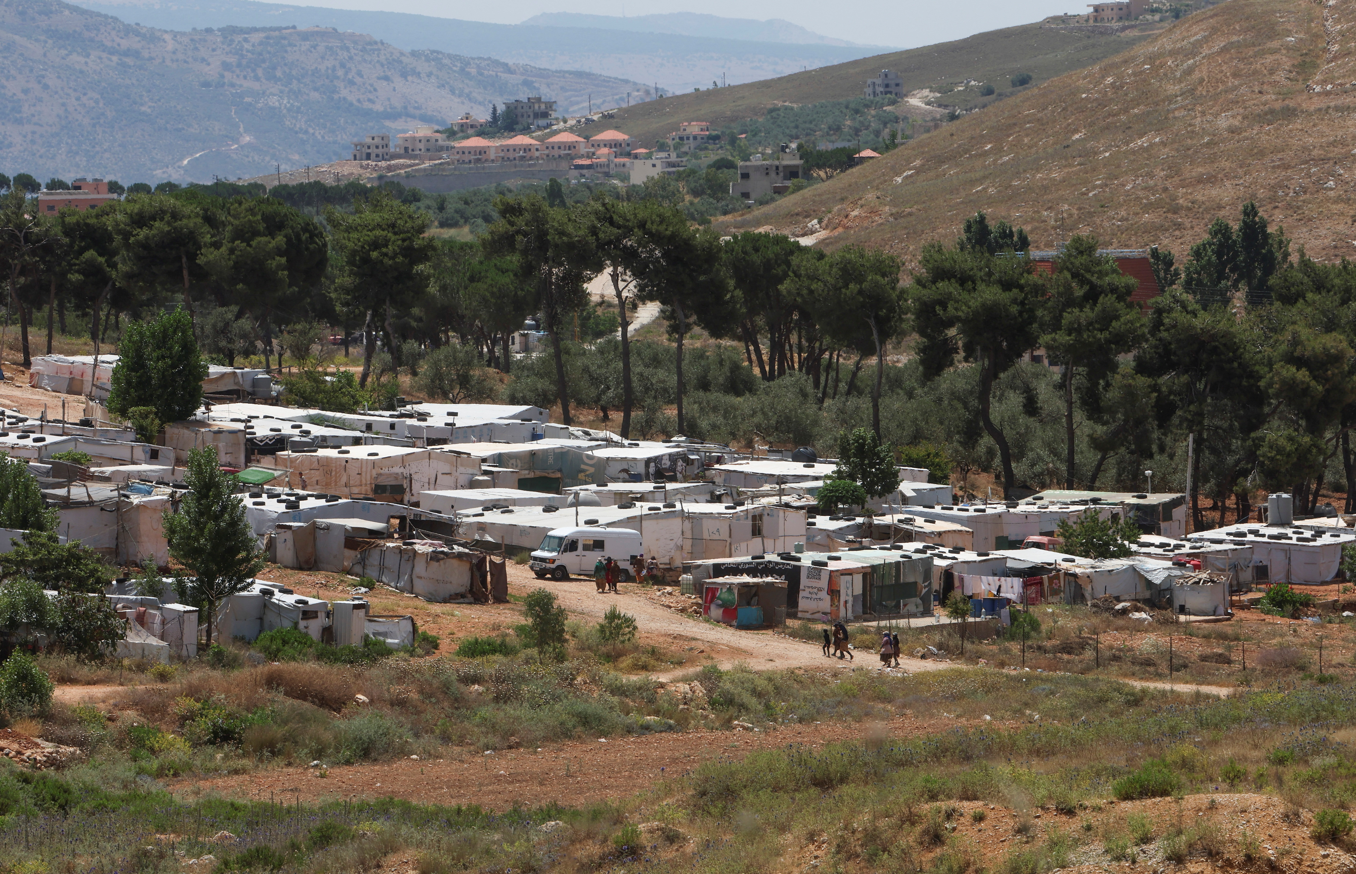 A general view shows a Syrian refugee camp in Marjayoun