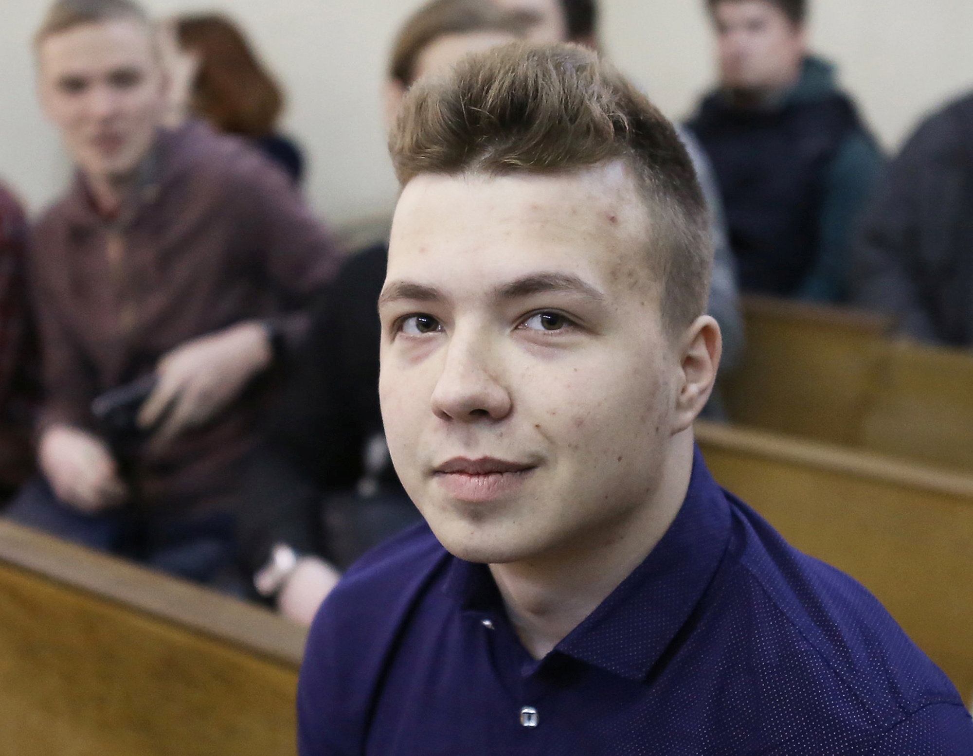 Opposition blogger and activist Roman Protasevich attends a court hearing in Minsk