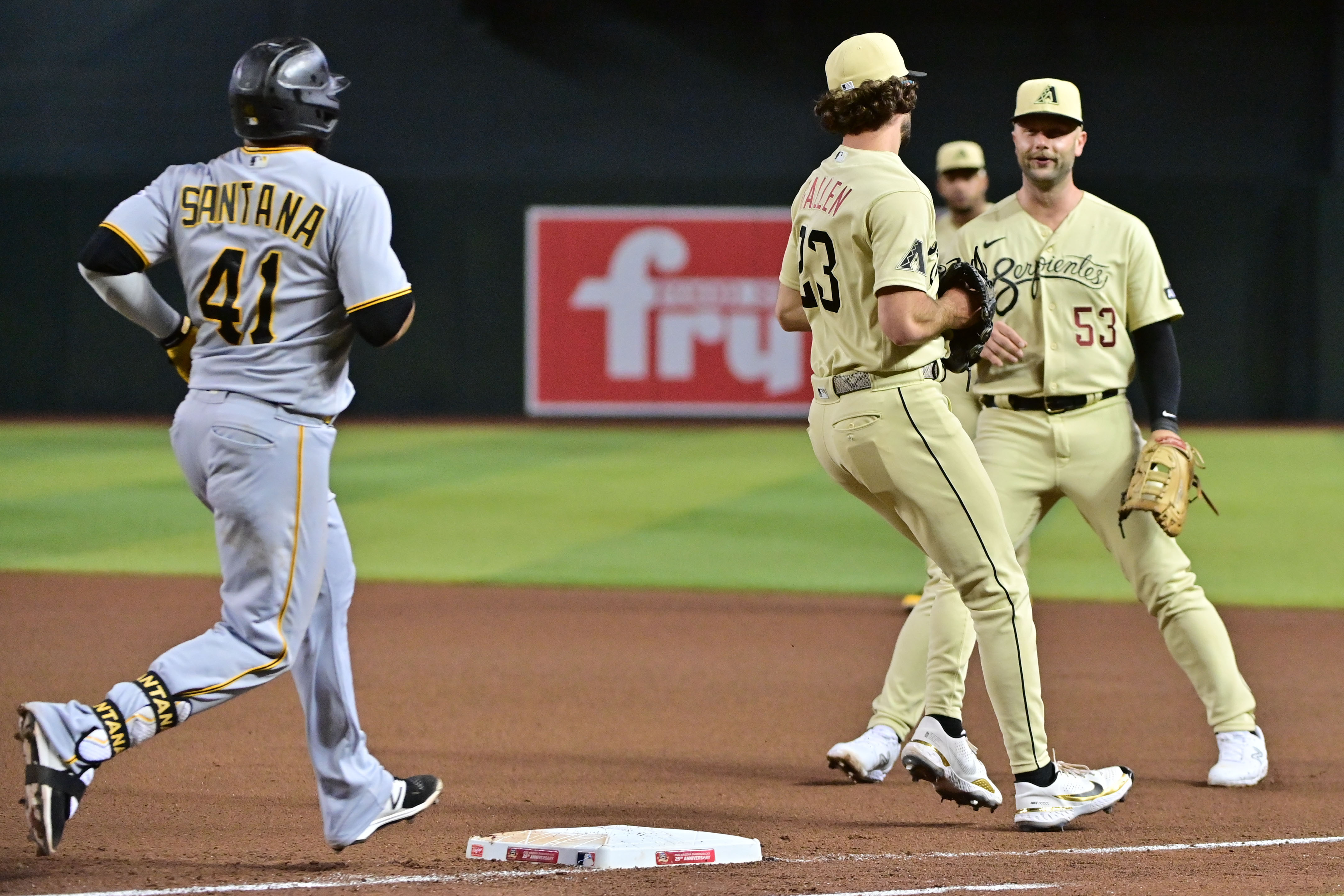 PHOENIX, AZ - JULY 09: Arizona Diamondbacks starting pitcher Zac Gallen  (23) waves after being announced as an 2023 All Star during a baseball game  between the Pittsburgh Pirates and the Arizona