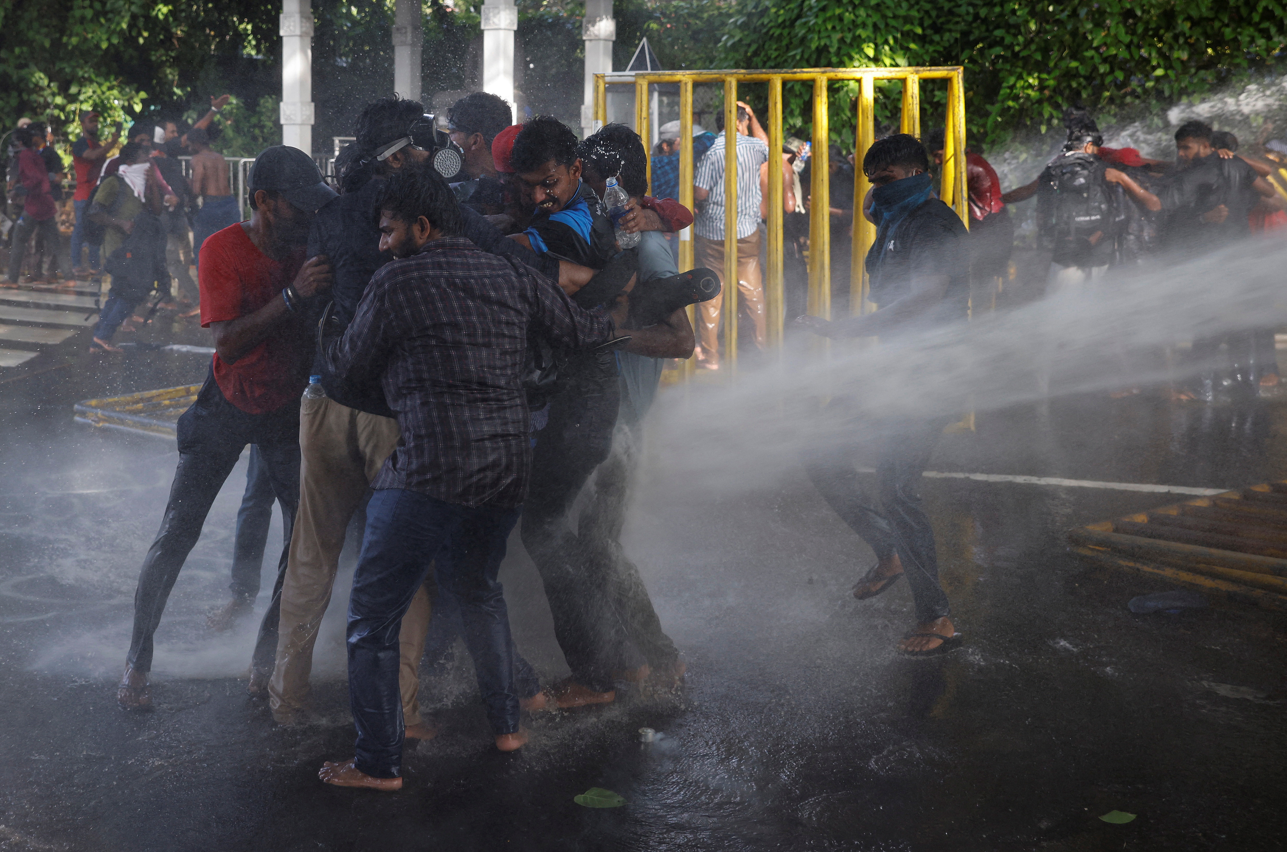 Students protest near the President's House amid the country's economic crisis, in Colombo