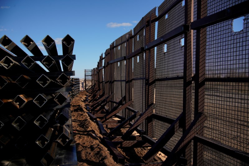 Construction site of U.S.-Mexico border wall is seen mostly abandoned, in Sunland Park