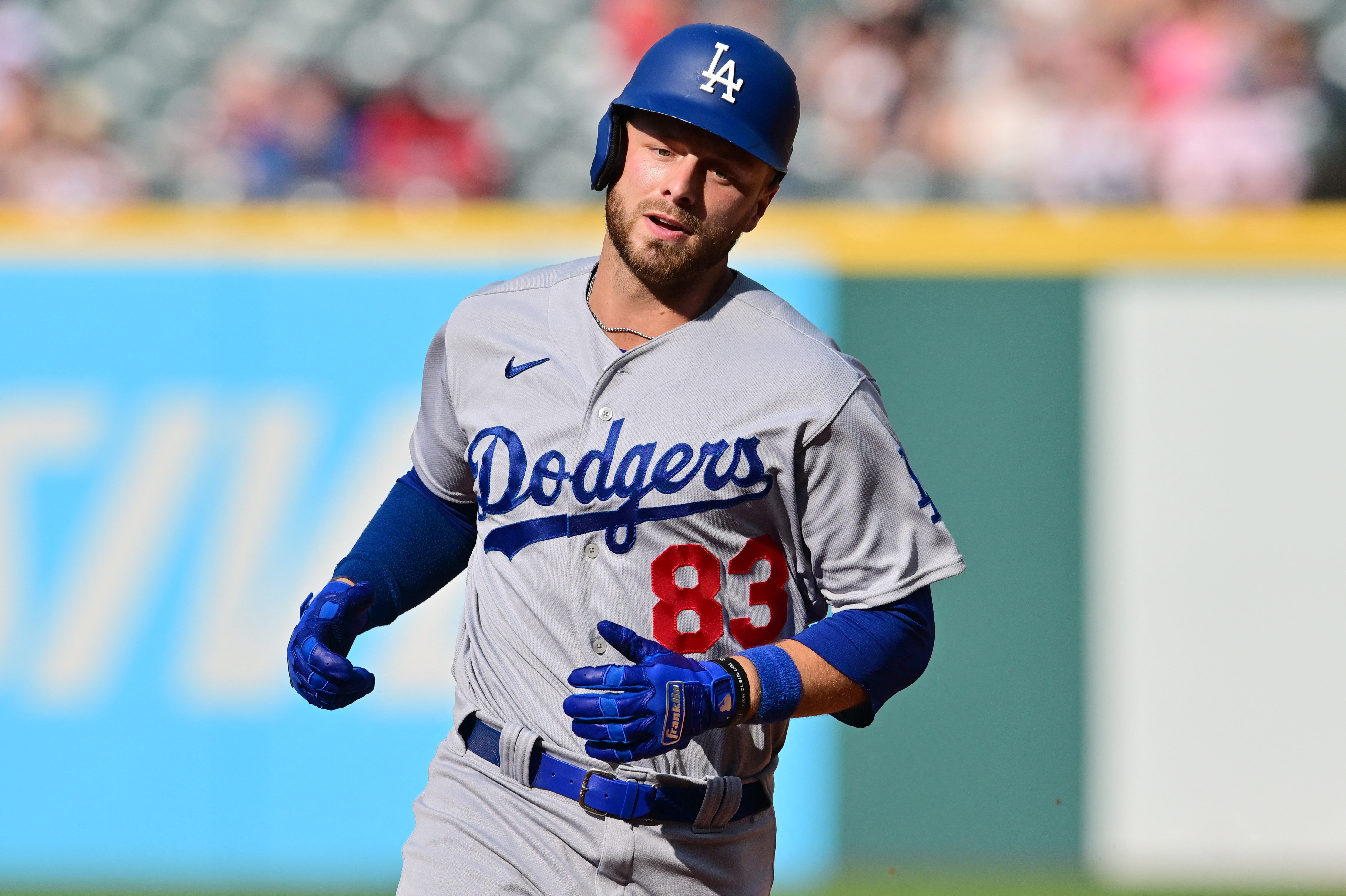 CLEVELAND, OH - AUGUST 24: Los Angeles Dodgers third baseman Enrique  Hernandez (8) bats during game one of an MLB doubleheader against the  Cleveland Guardians on August 24, 2023 at Progressive Field