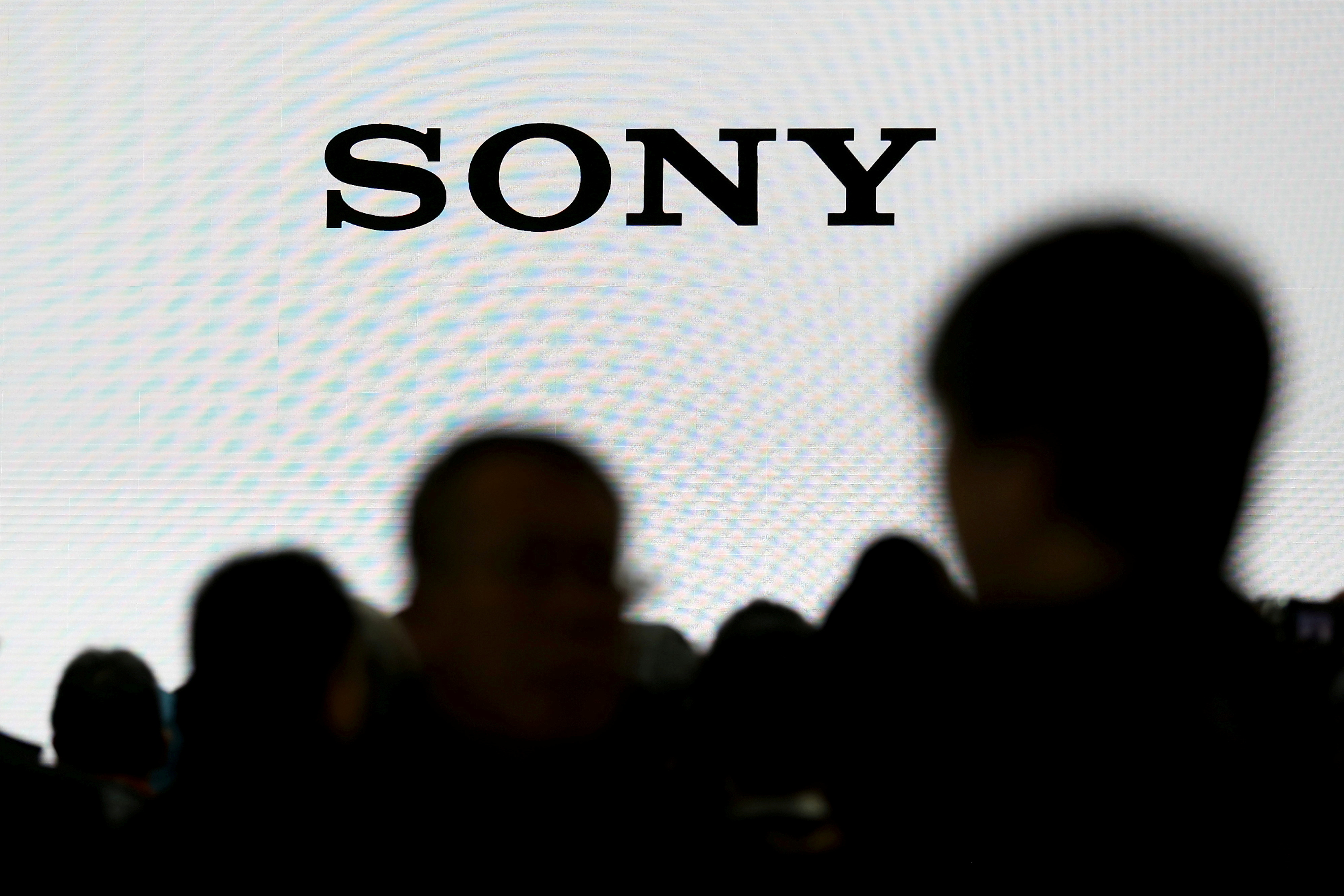 The logo of Sony Corp is seen at the CP+ camera and photo trade fair in Yokohama