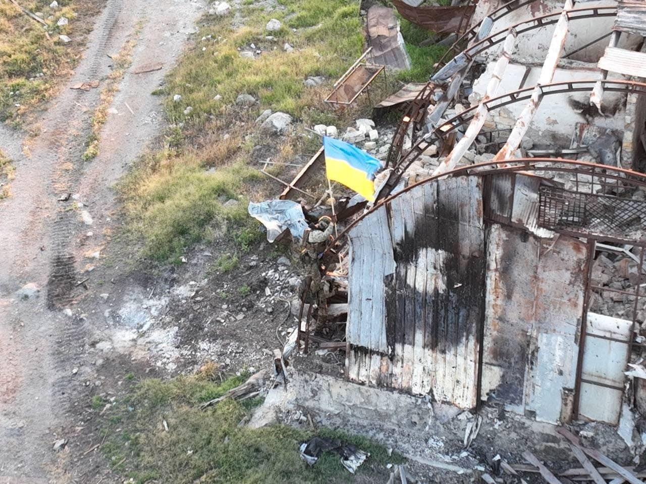 Ukrainian service members install national flag on Snake (Zmiinyi) Island
