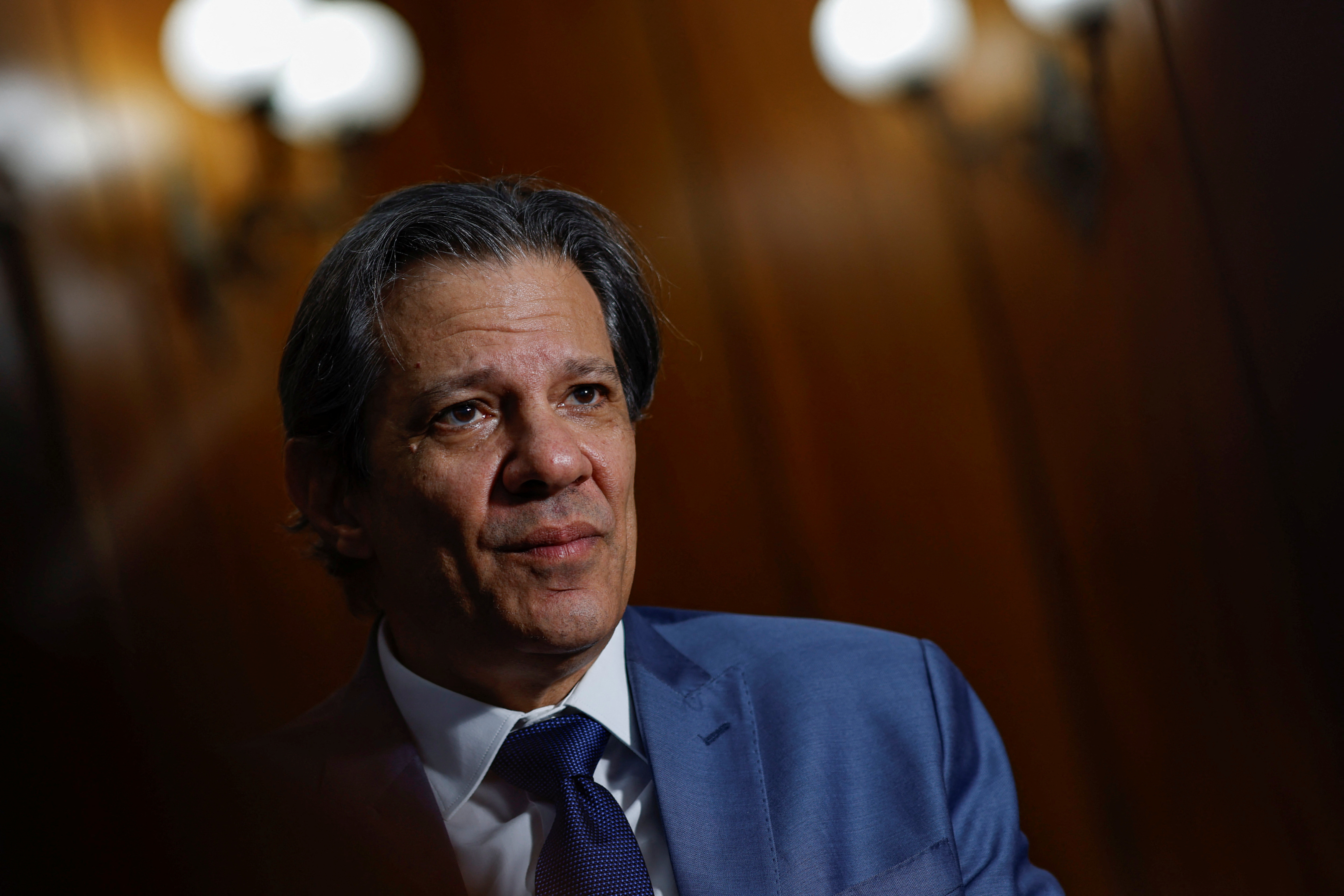 Brazil's Finance Minister Fernando Haddad attends an interview with Reuters