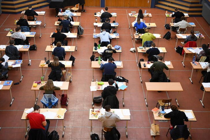 Students attend secondary school exams under COVID-19 restrictions in Berlin