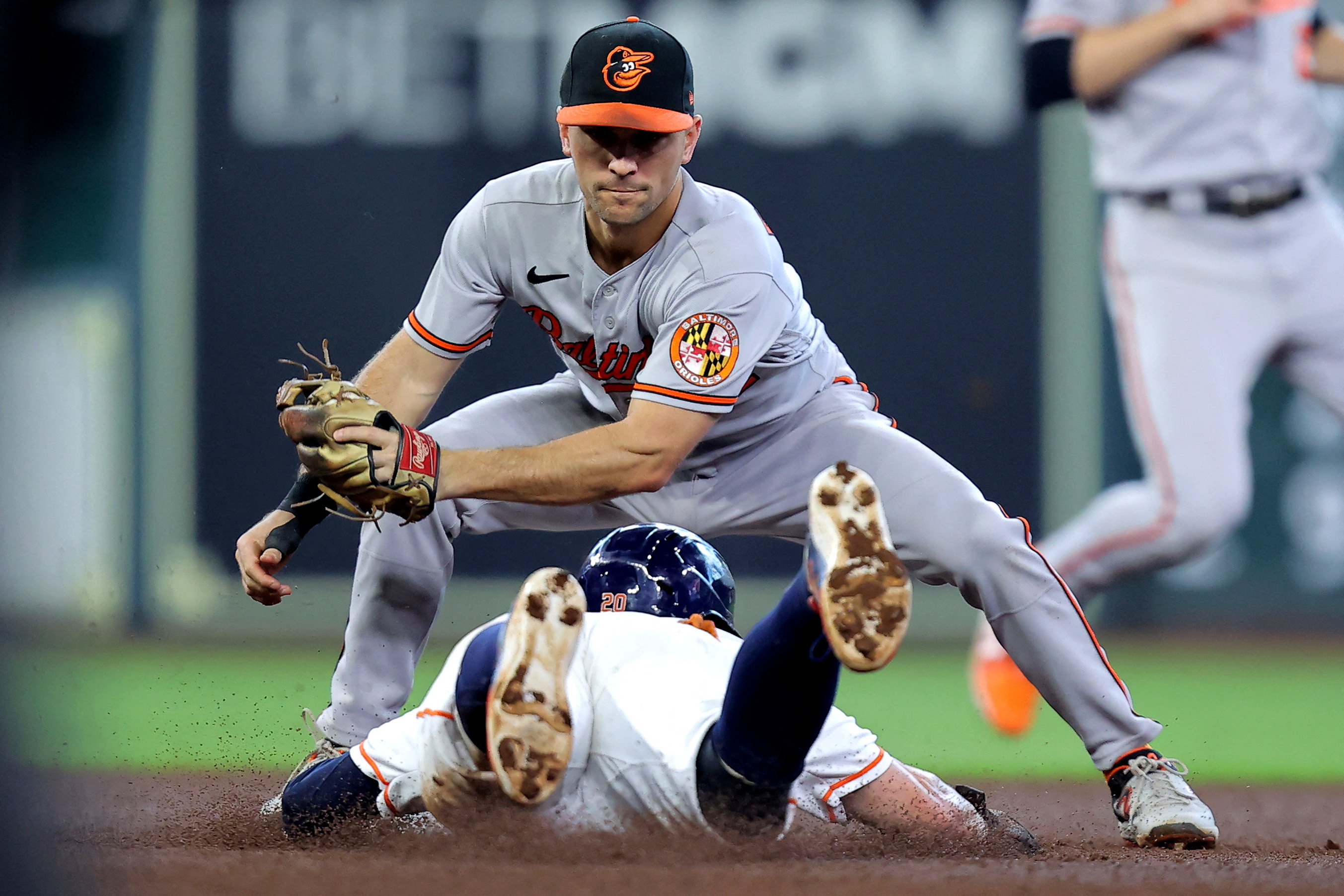 HOUSTON, TX - SEPTEMBER 20: Houston Astros relief pitcher Bryan Abreu (52)  delivers a pitch during the baseball game between the Baltimore Orioles and  Houston Astros at Minute Maid Park on September