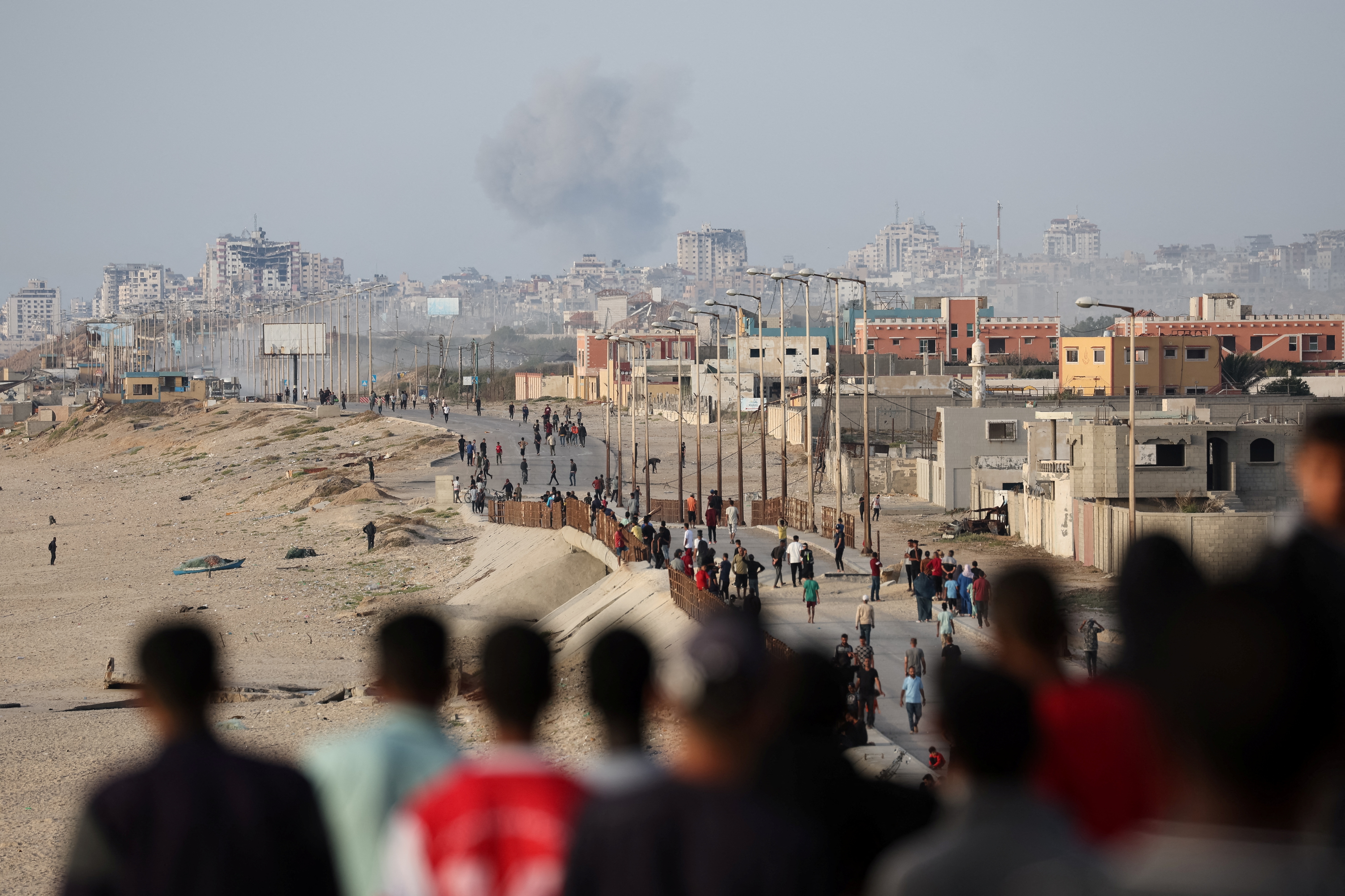 Smoke rises following an Israeli airstrike, as seen from central Gaza Strip