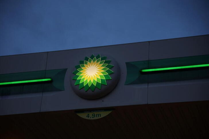 Logo of British Petrol BP is seen e at petrol station in Pienkow