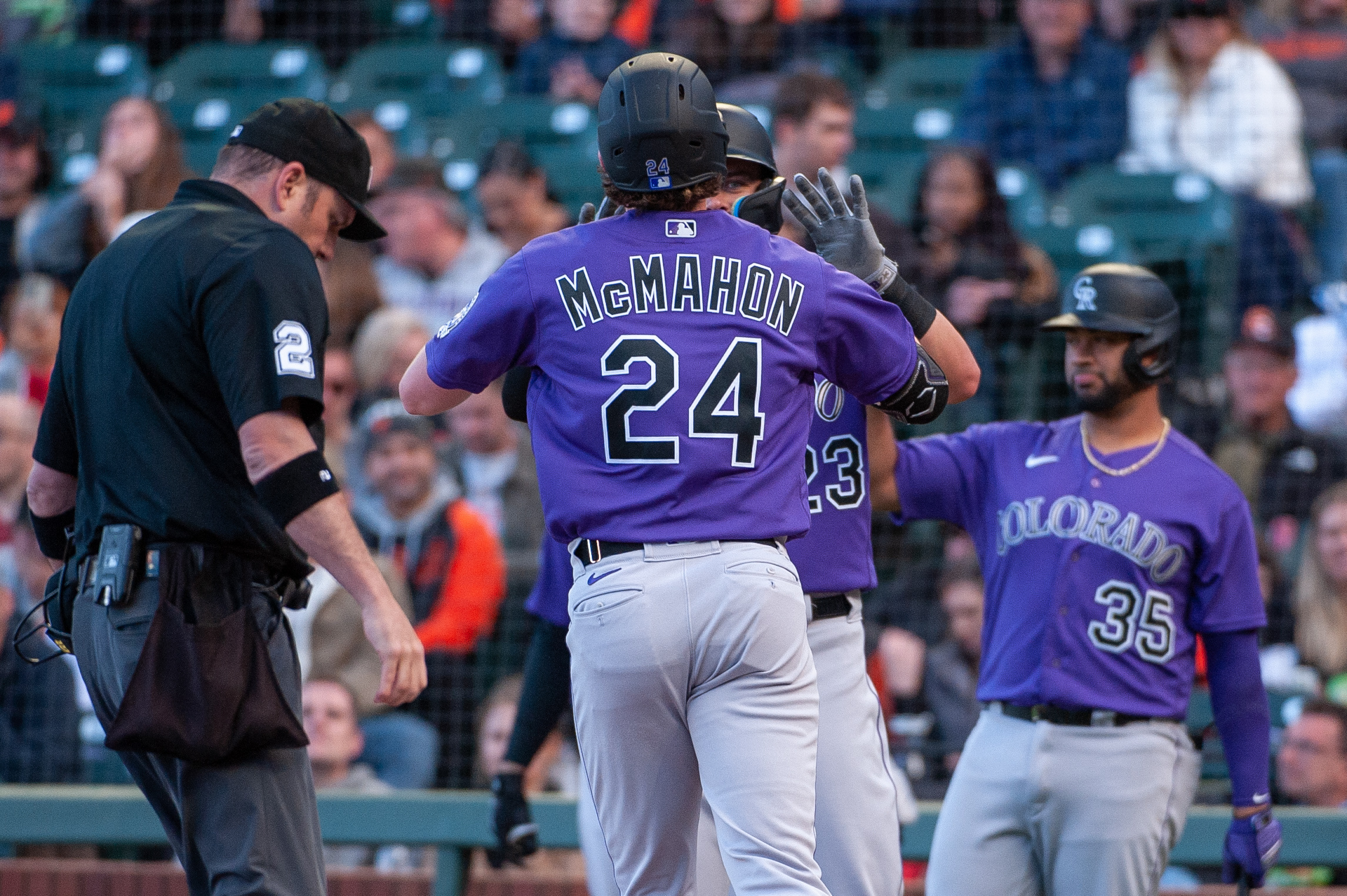 Rockies sweep Giants 9-5 and 5-2, dropping San Francisco 2 1/2