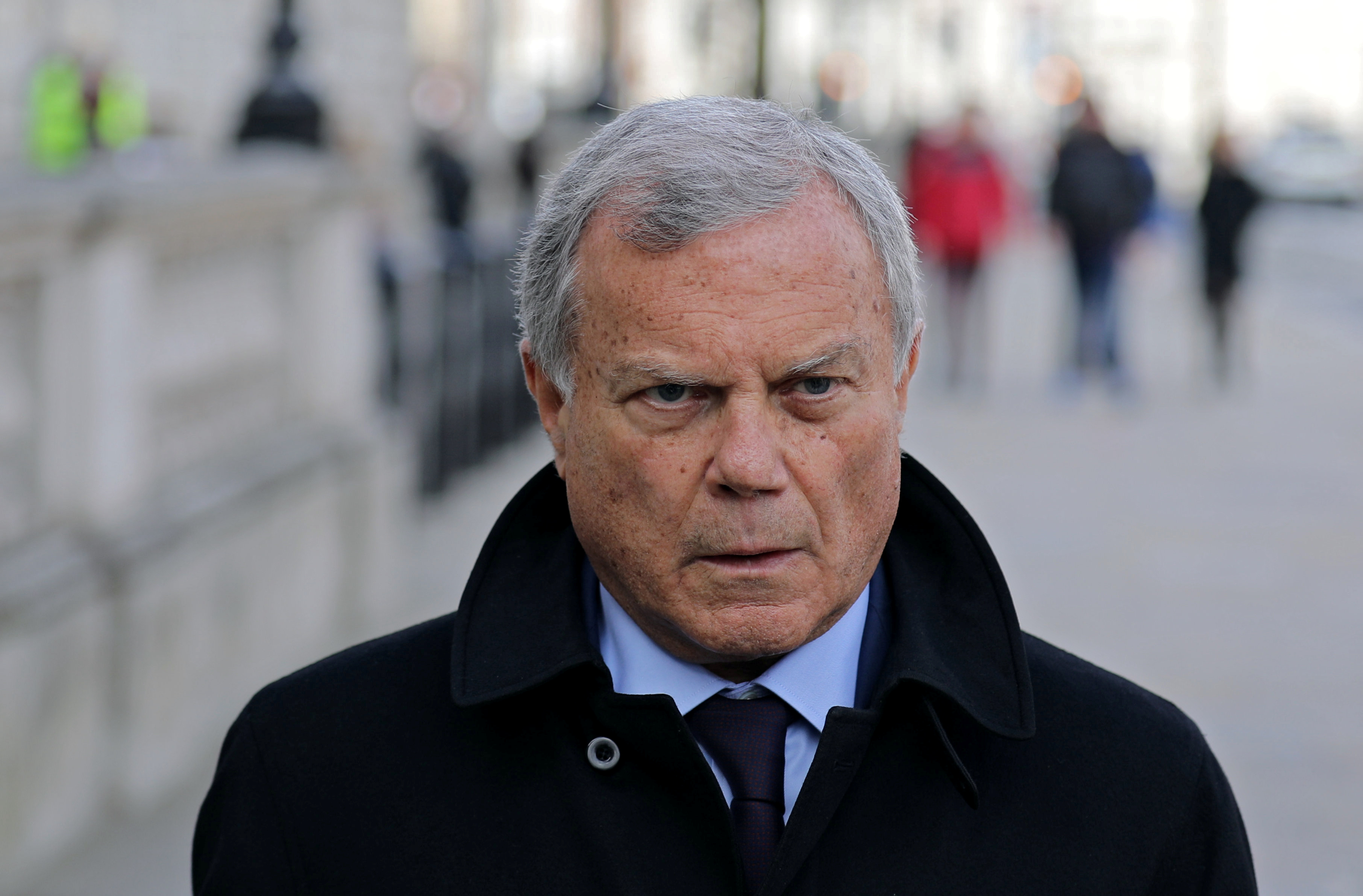 Sir Martin Sorrell walks down Whitehall, as a meeting takes place addressing the government's response to the coronavirus outbreak, at Cabinet Office in London